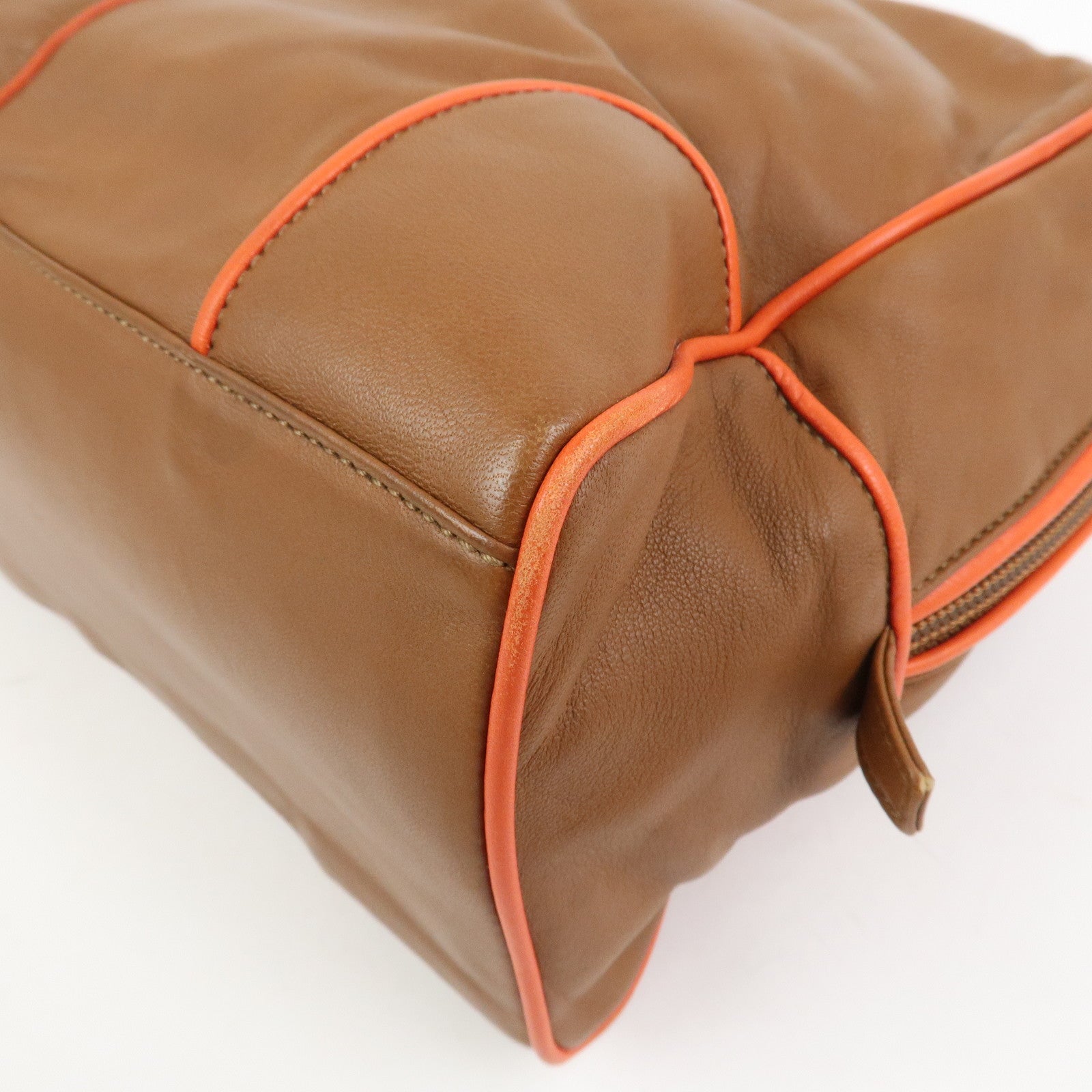 LOEWE Logo Nappa Leather Mini Hand Bag Boston Bag Brown