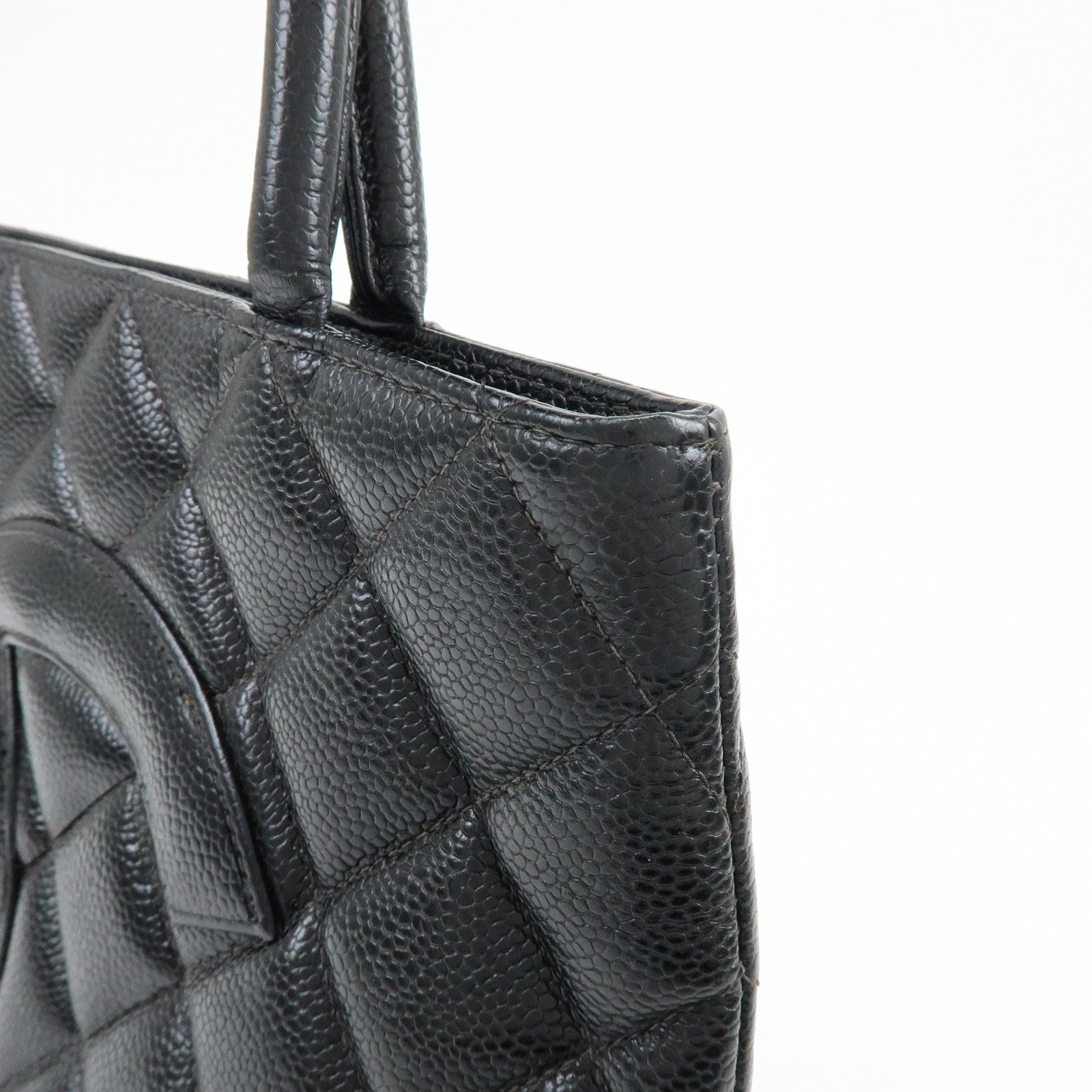 CHANEL Matelasse COCO Mark Medallion Tote Bag Hand Bag Black A01804