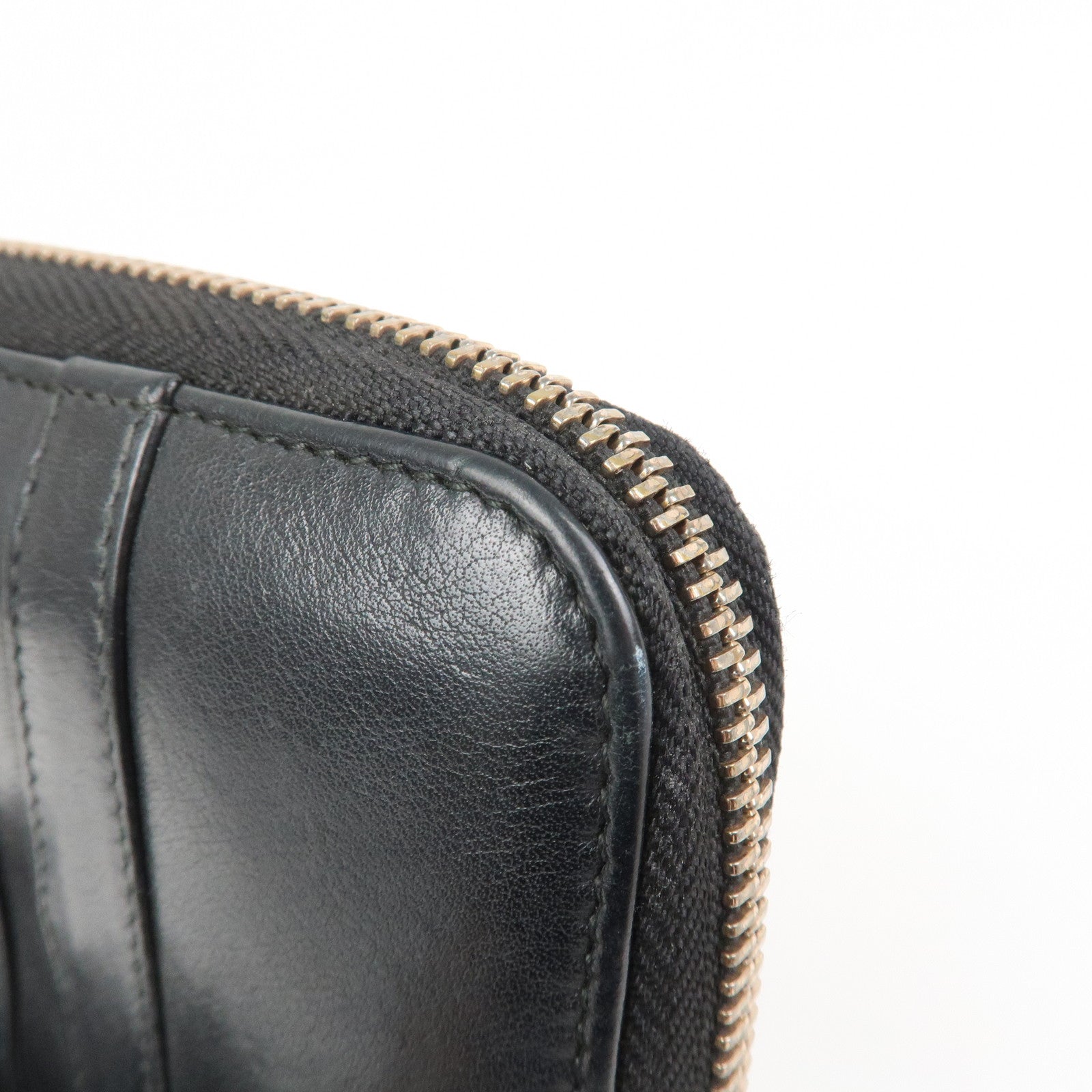 BVLGARI B-zero 1 Leather Zip Around Bi-fold Long Wallet Black