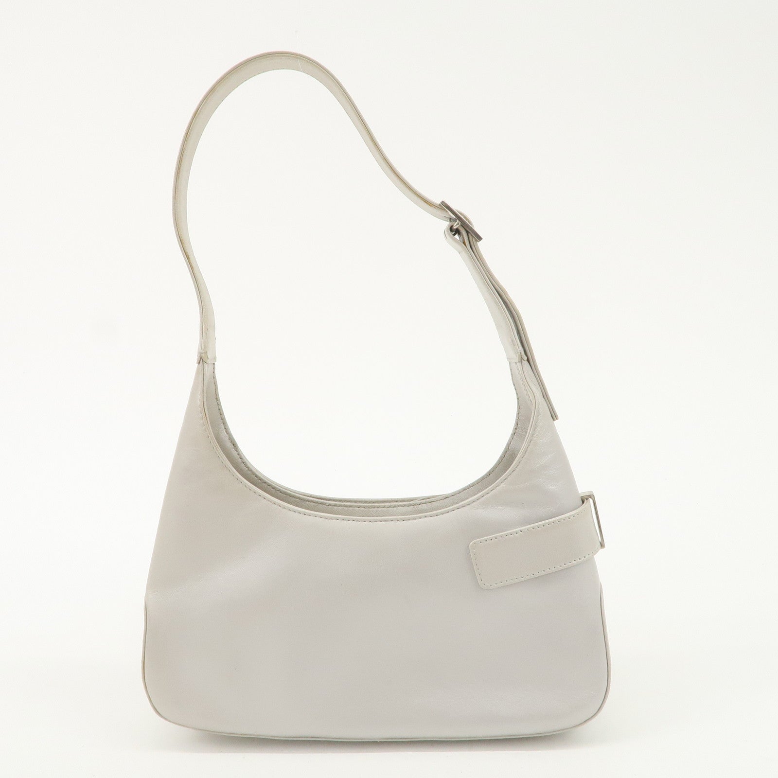 Ferragamo Gancini Leather Shoulder Bag Hand Bag Silver Used