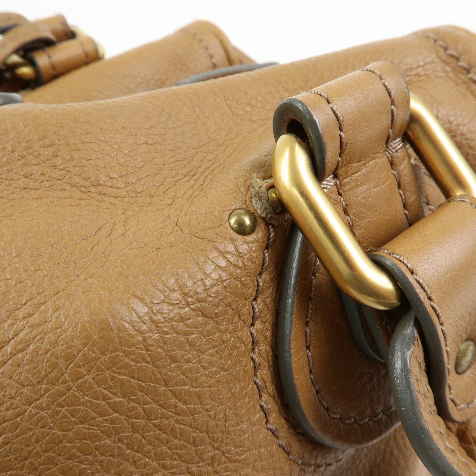 Chloe Paddington Leather Shoulder Bag Boston Bag Brown