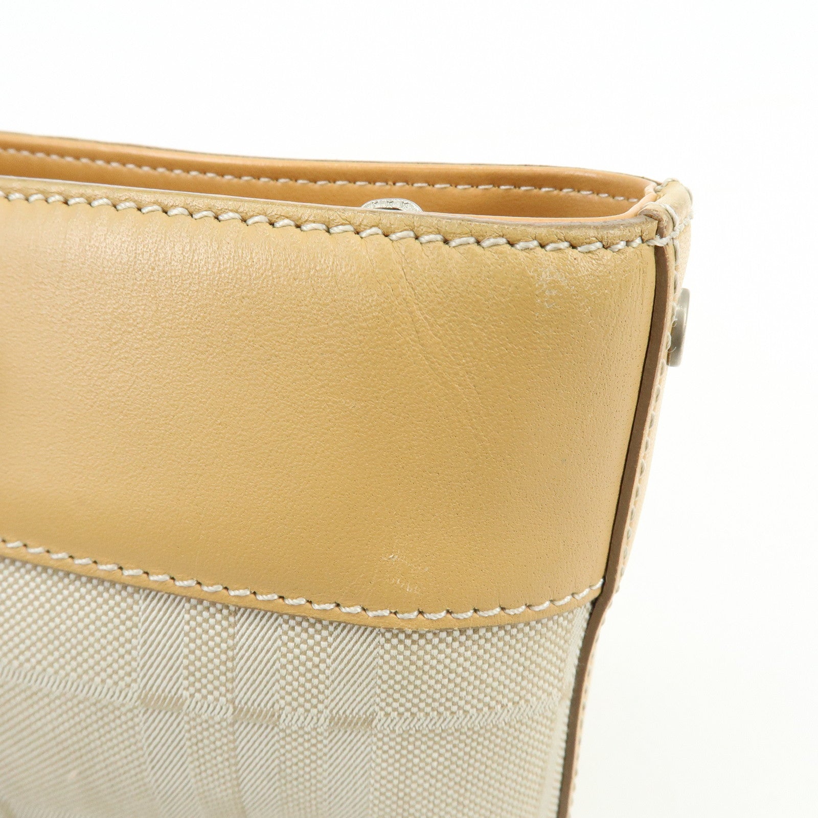 BURBERRY Canvas Leather Hand Bag Tote Bag Beige Light Beige