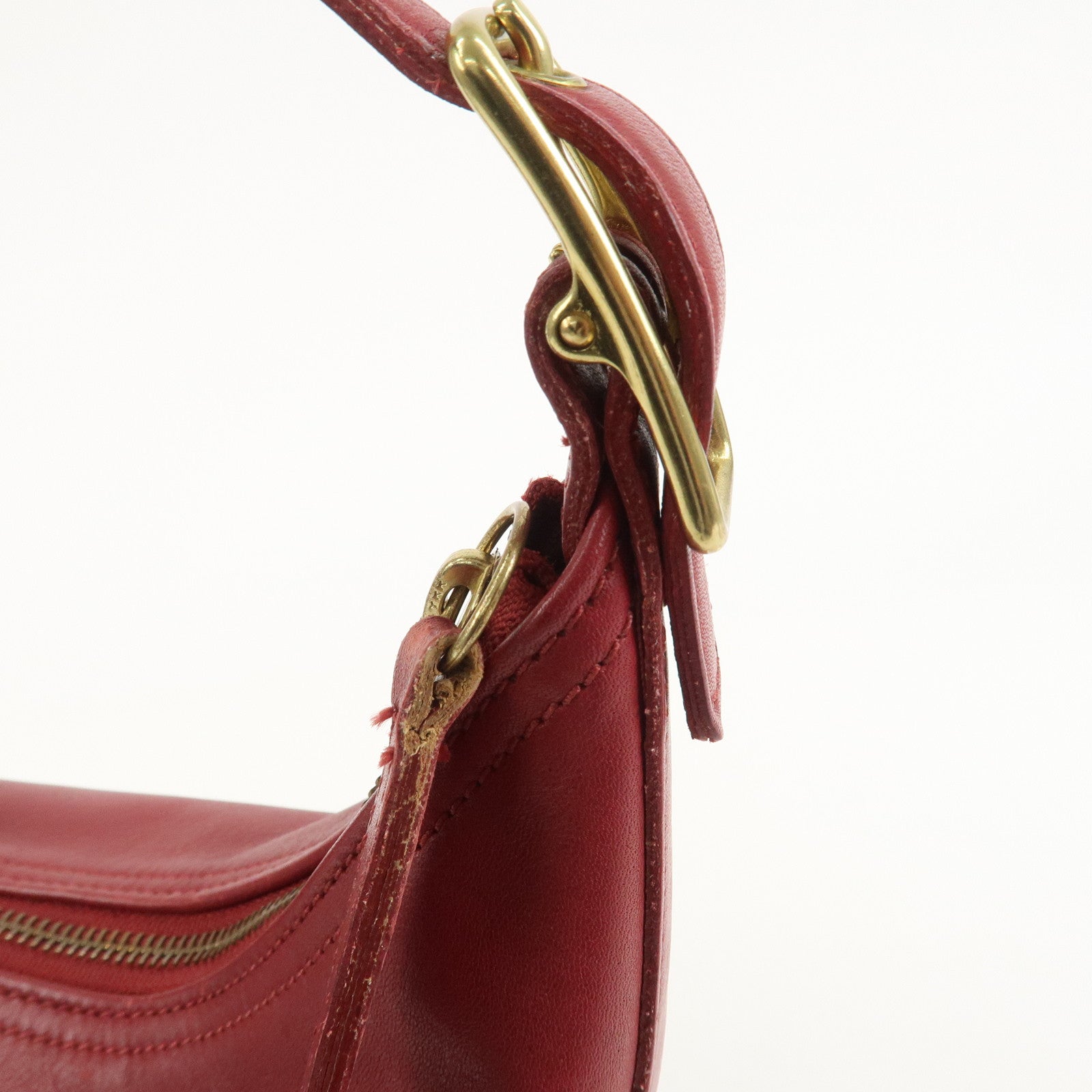 COACH Leather Shoulder Bag Hand Bag Red