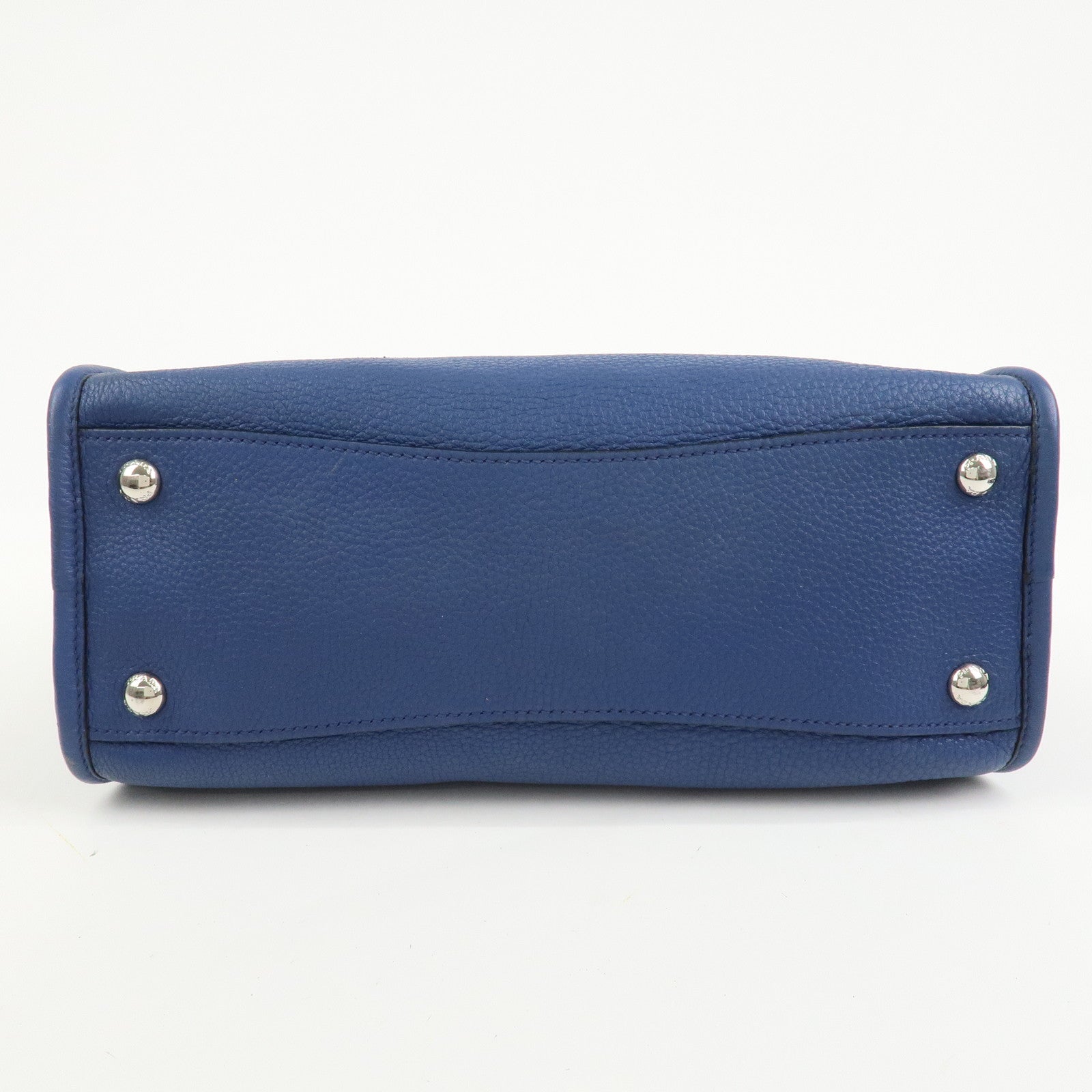 PRADA Leather 2Way Bag Hand Bag Shoulder Bag Blue Silver