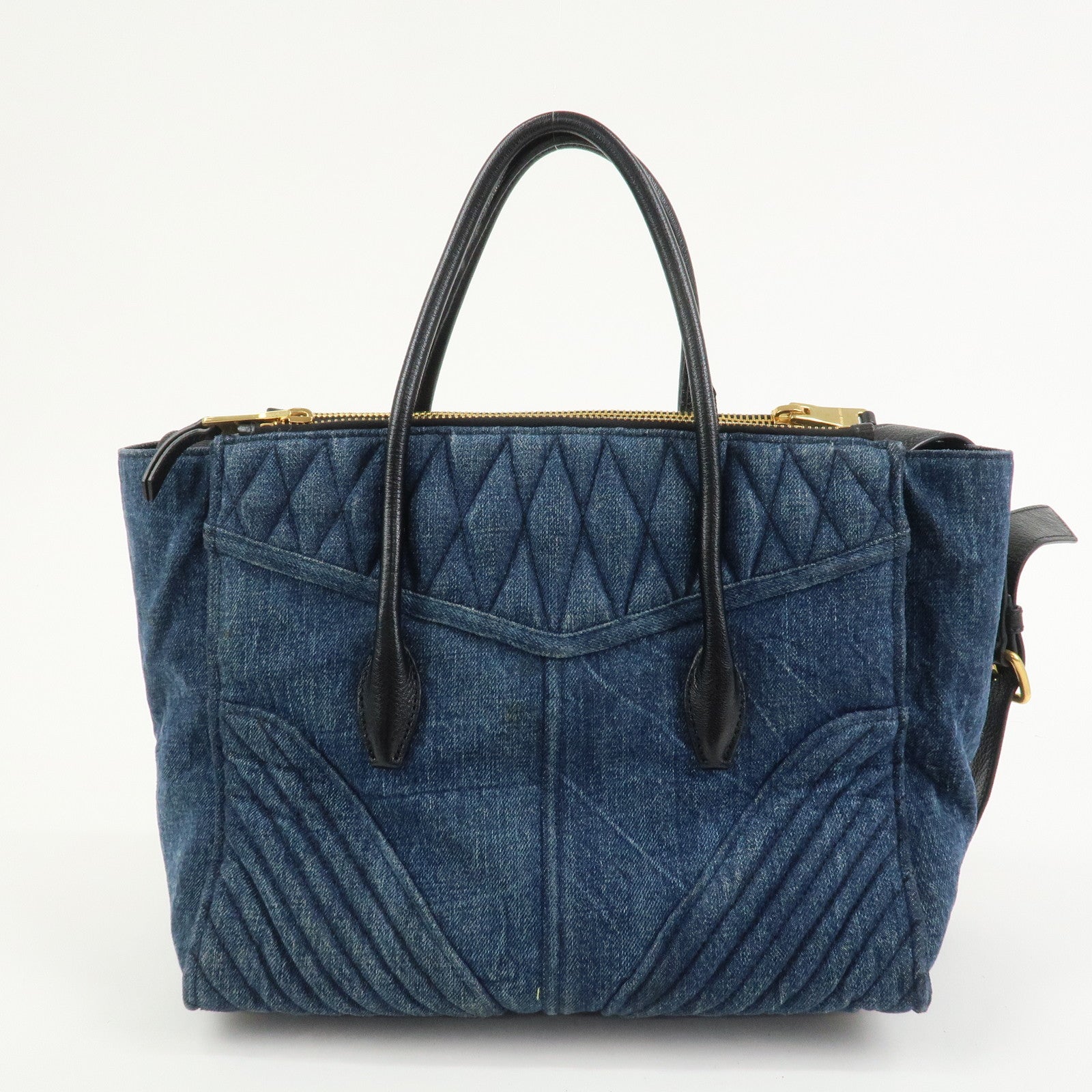 MIU MIU Biker Denim 2Way Tote Bag Hand Bag Shoulder Bag Blue RN1031