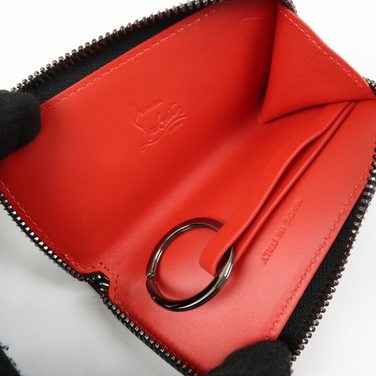 Christian Louboutin Leather Panettone Studs Key Case Black