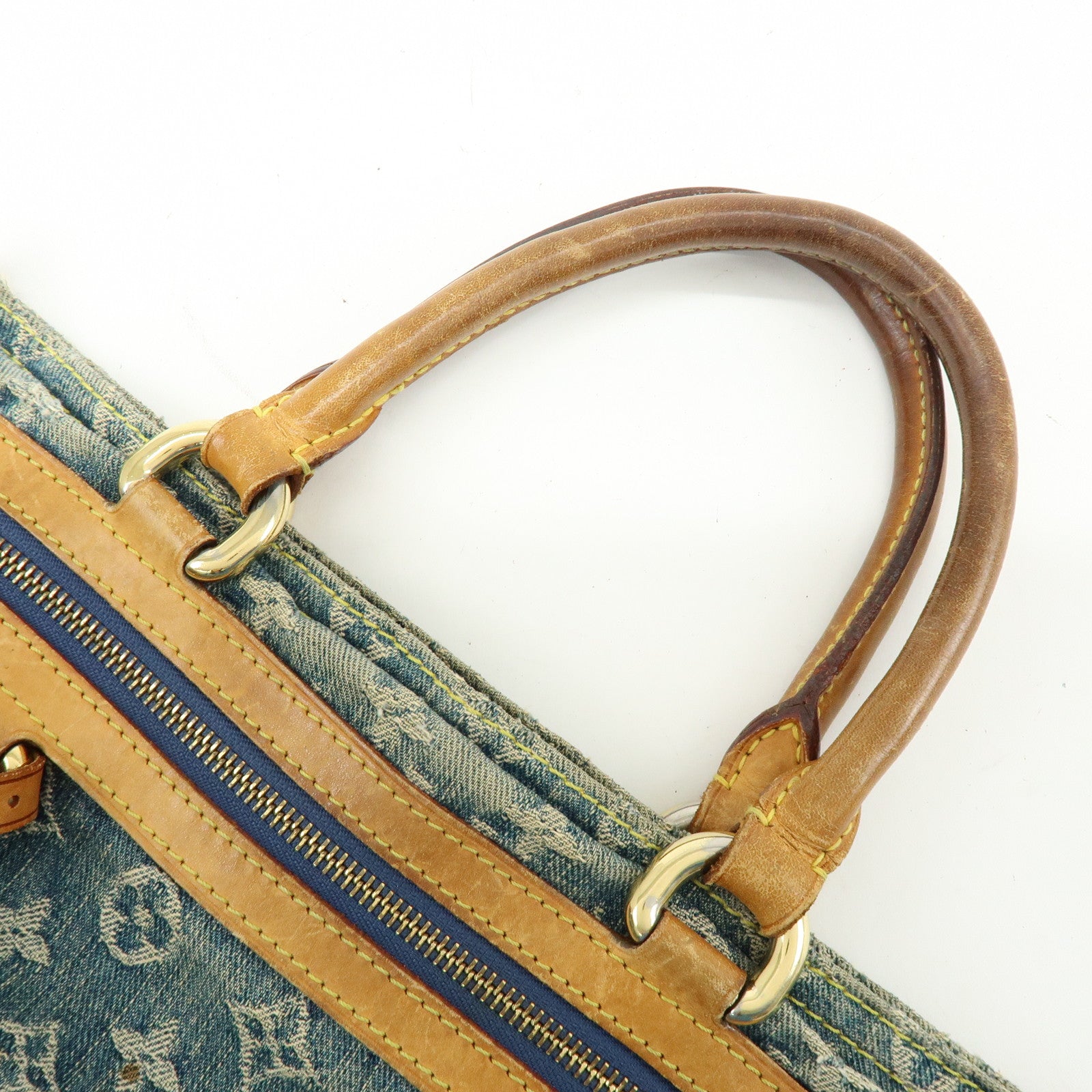 Louis Vuitton Monogram Denim Flat Shopper Tote Bag Blue M95018