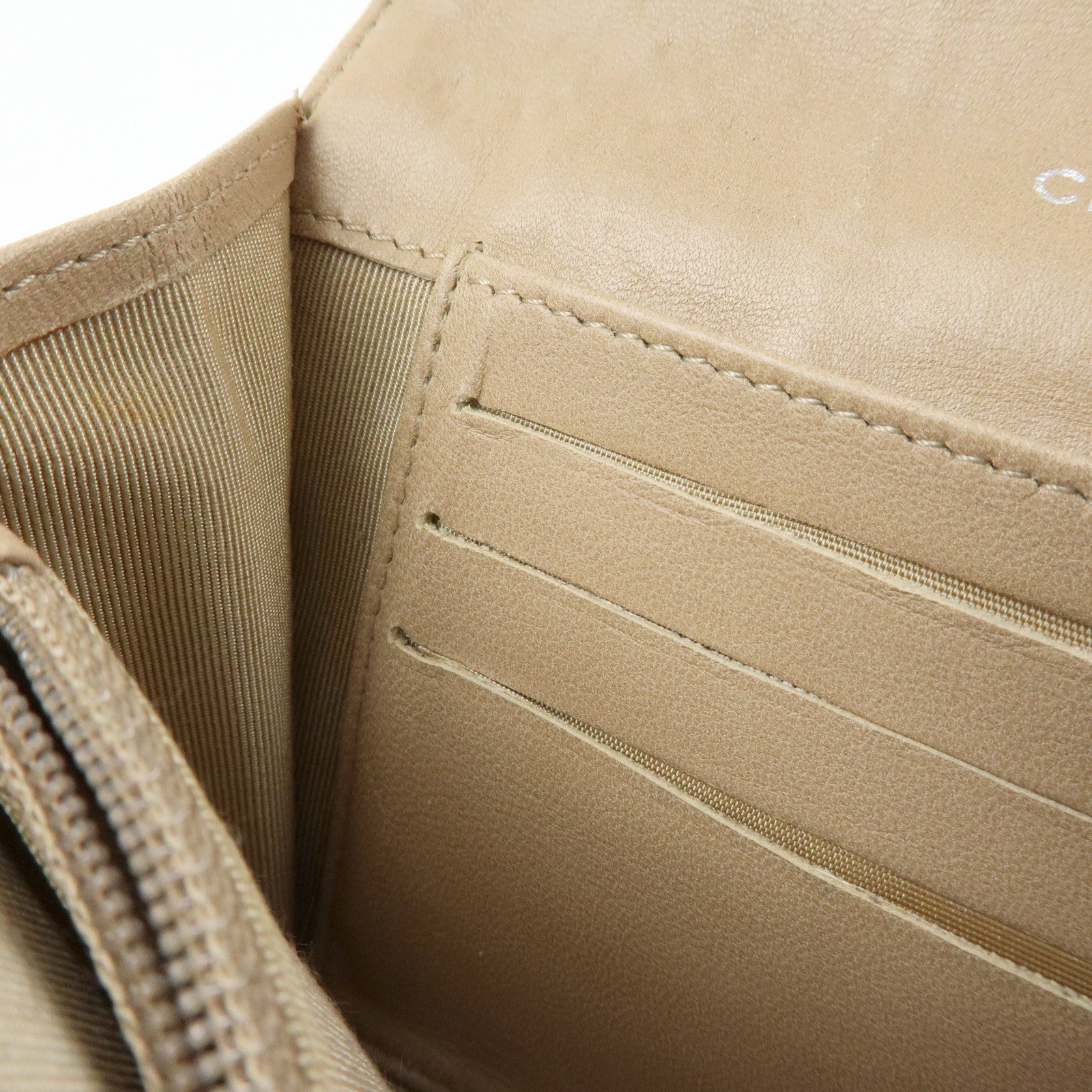 CHANEL Icon Line Unborn Calf Leather Patchwork Compact Wallet Beige