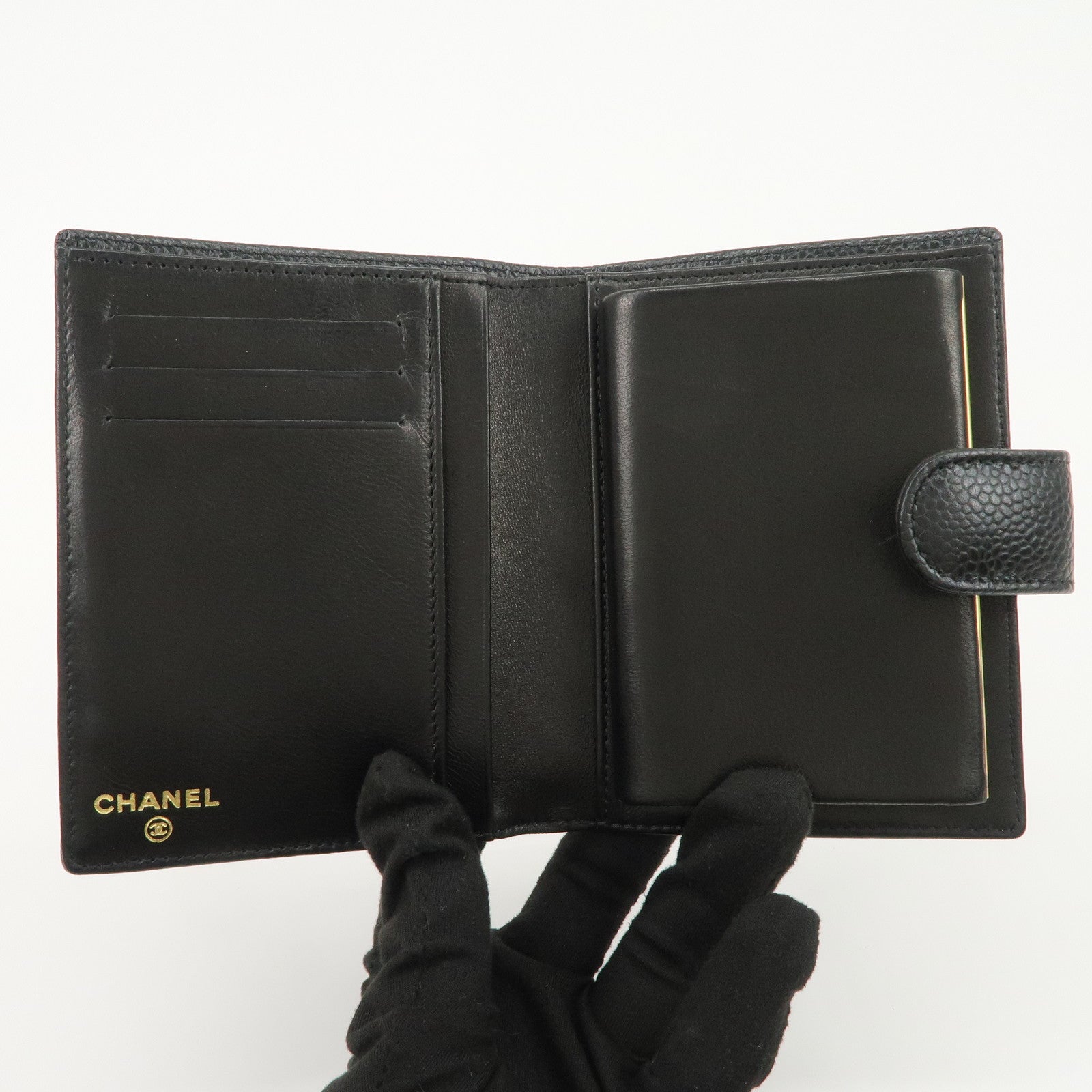 CHANEL COCO Mark Caviarskin Bi-fold Small Wallet Black A13497