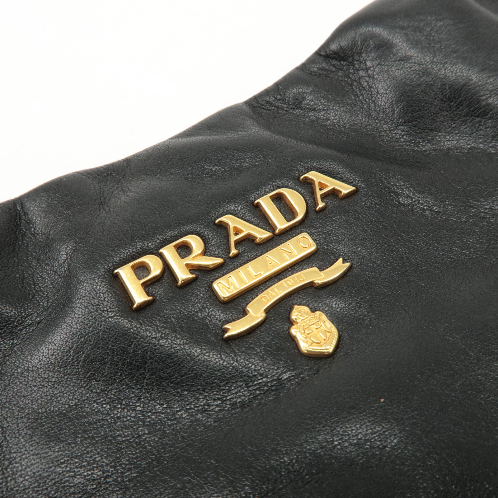 PRADA Logo Leather Shoulder Bag Hand Bag Black BR4930 Used