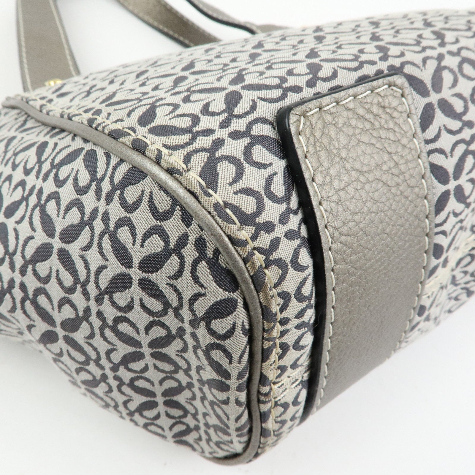 LOEWE New Road Line Repeat Anagram Canvas Calf Leather Hand Bag