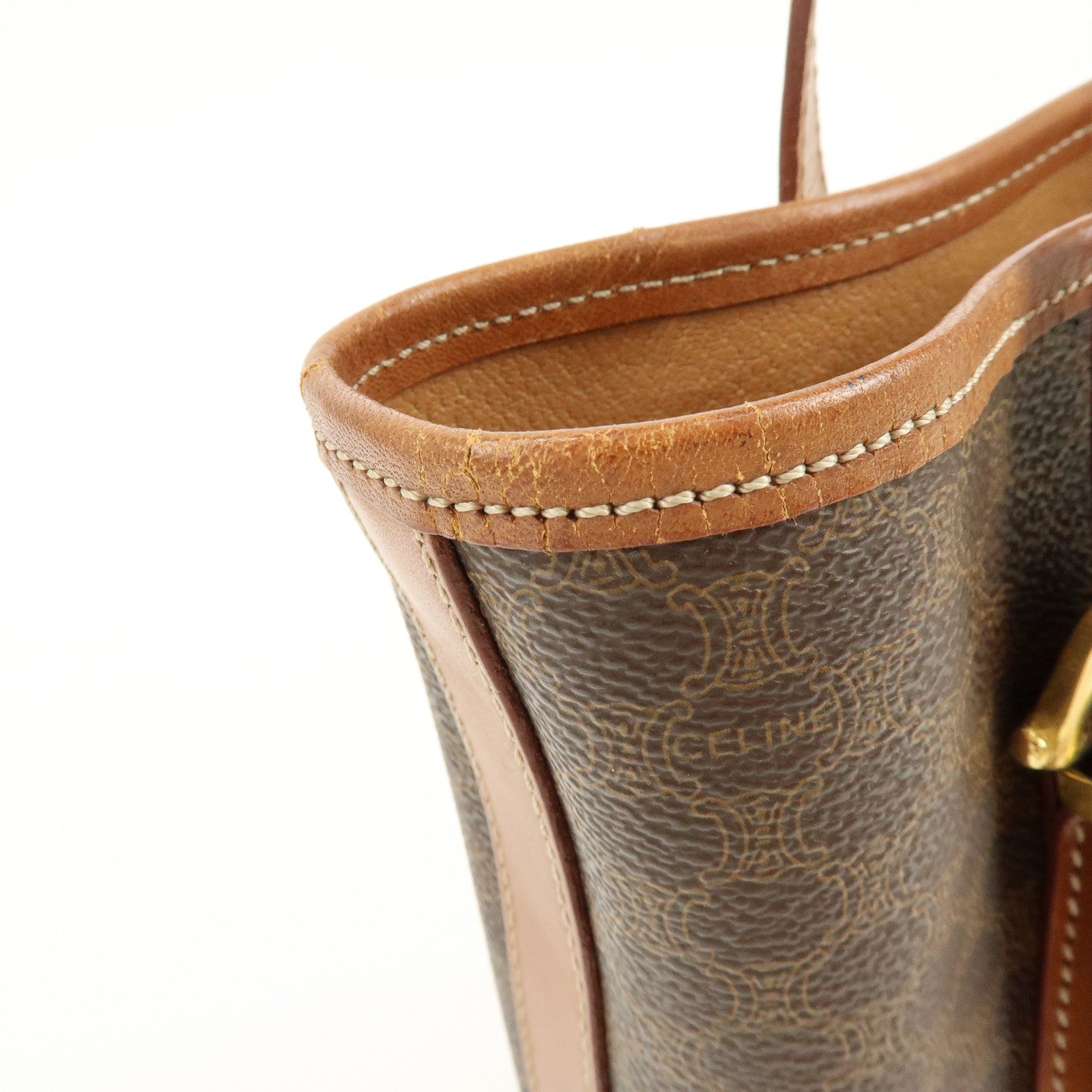 CELINE Macadam PVC Leather Tote Bag Shoulder Bag Brown