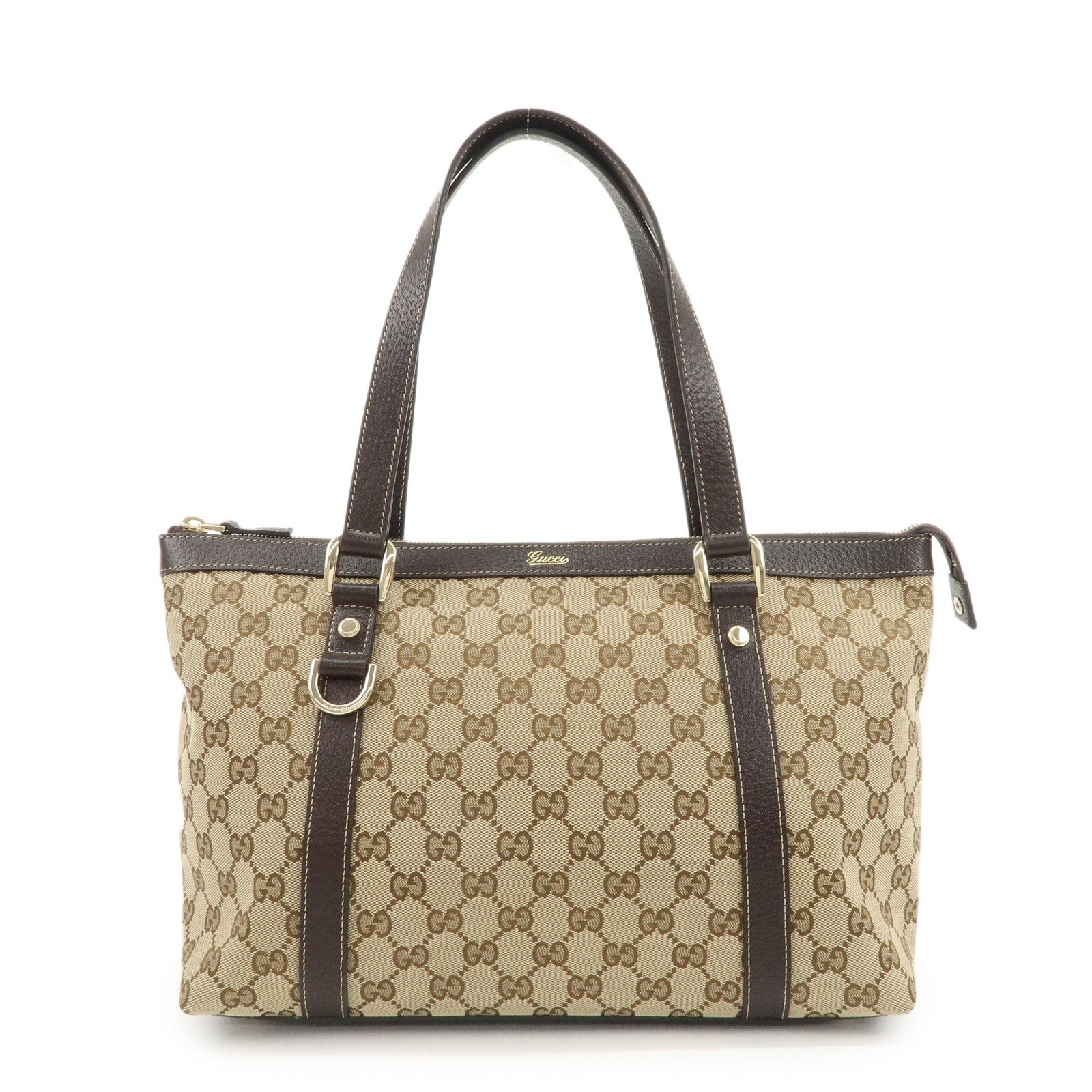 GUCCI Abbey GG Canvas Leather Shoulder Bag Beige Brown 141470