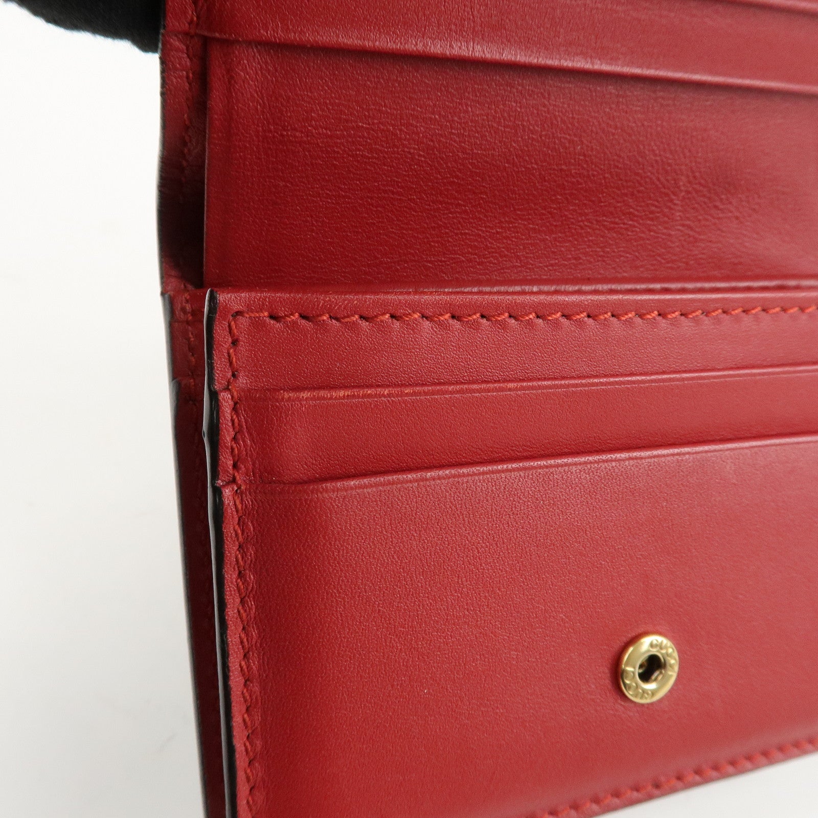 GUCCI Interlocking G GG Supreme Cherry Compact Wallet Beige 476050 Used