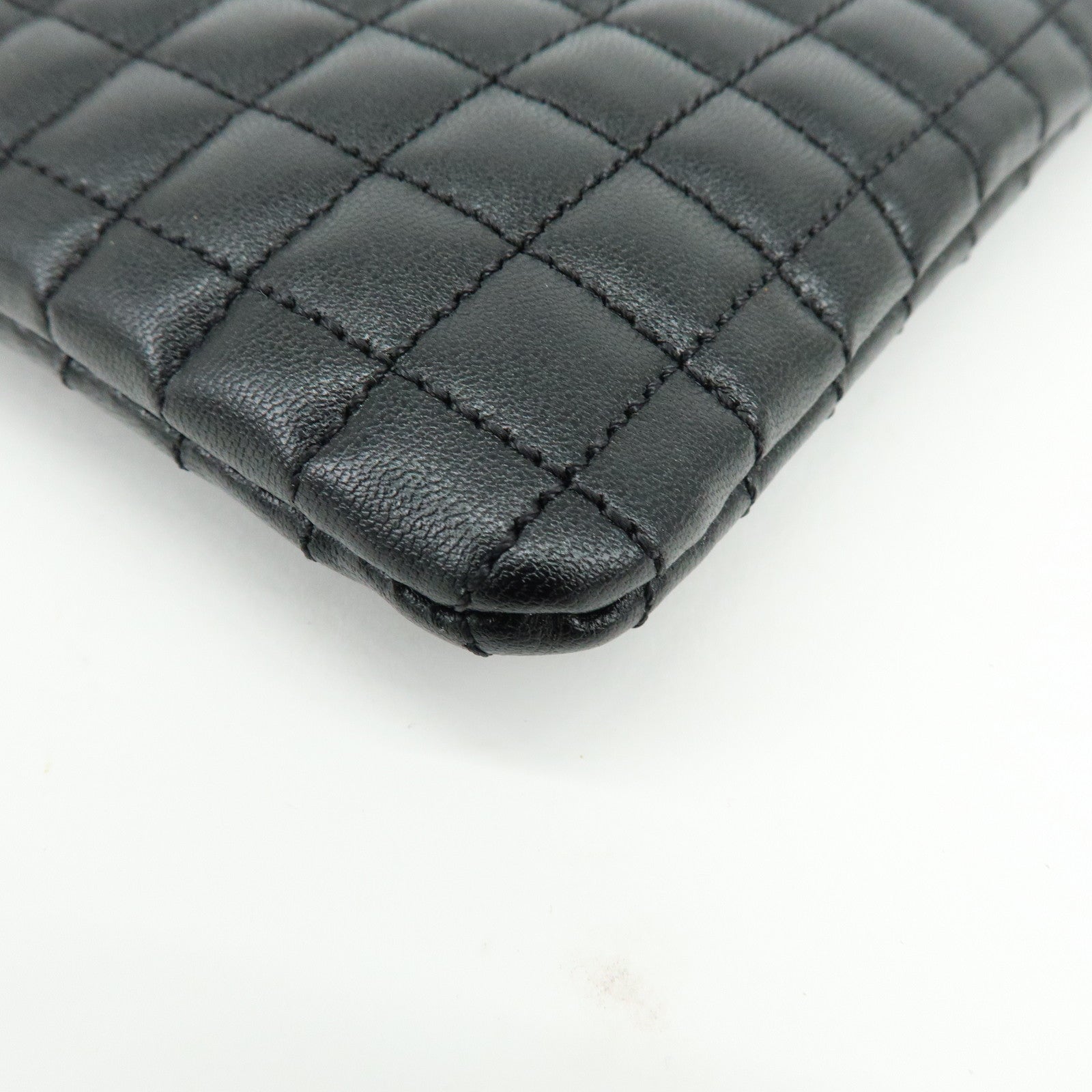 CELINE C Charm Leather Clutch Bag Pouch Black