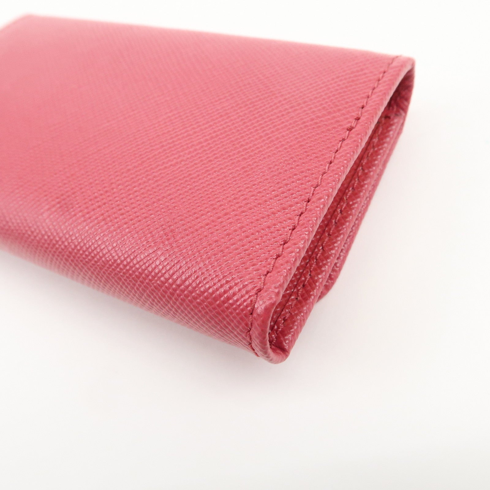 PRADA Logo Saffiano Leather 6 Rings Key Case Key Holder Pink 1PG222