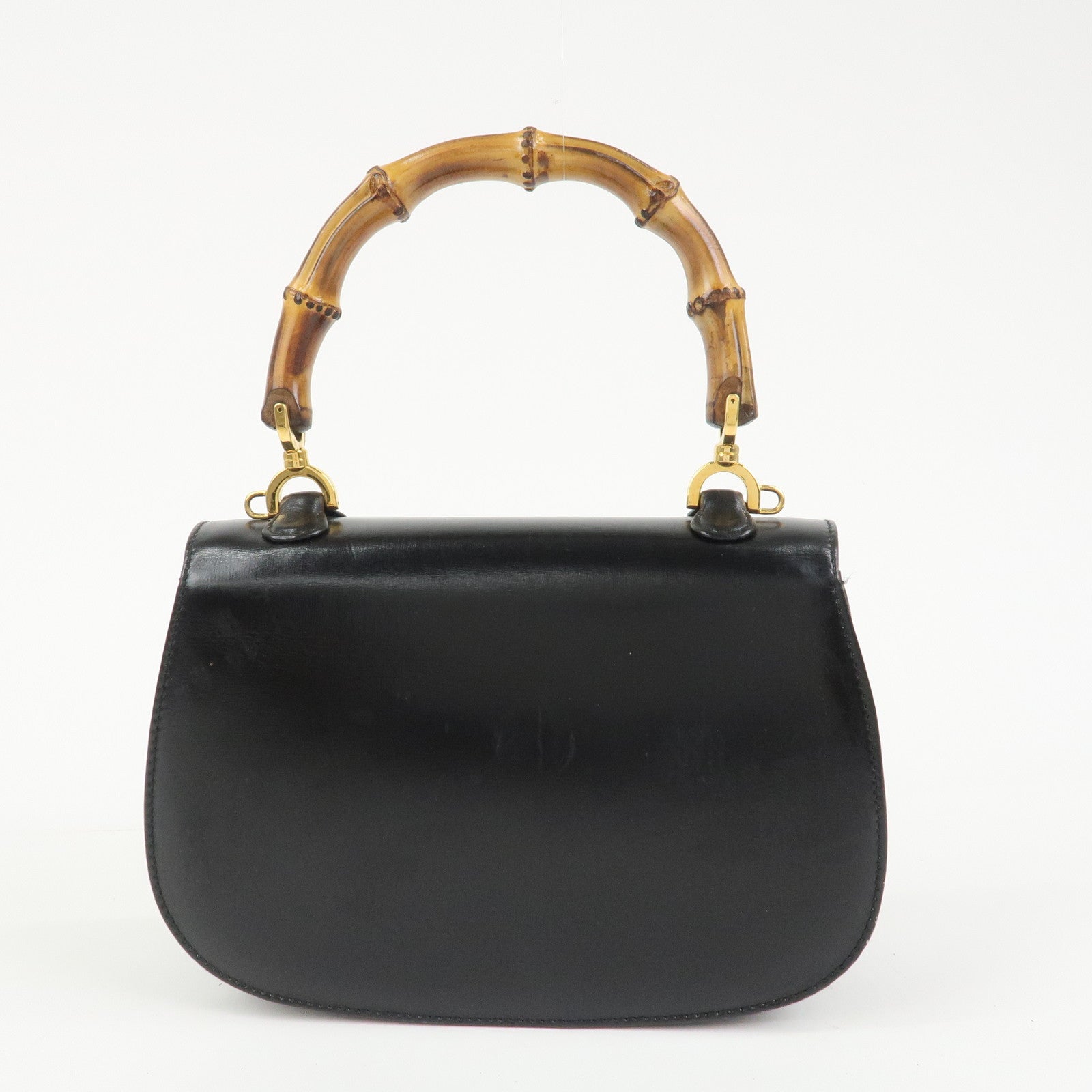 GUCCI Bamboo Leather 2WAY Bag Hand Bag Black 000 2046