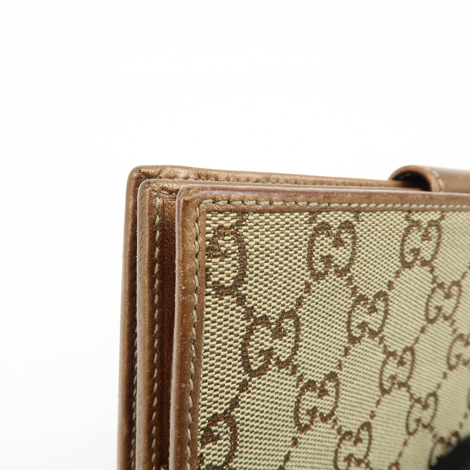 GUCCI Interlocking G GG Canvas Leather Long Wallet Light Brown