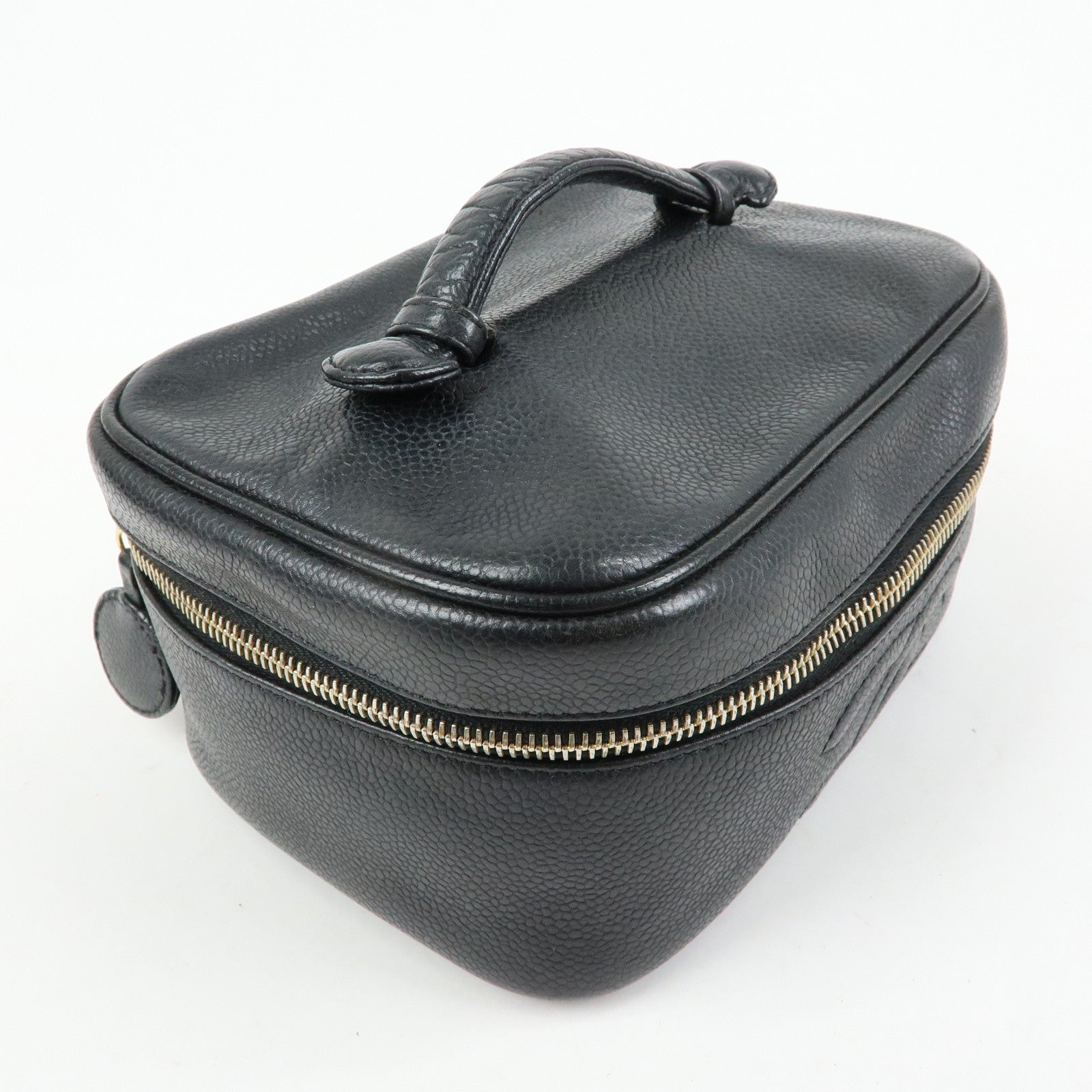 CHANEL COCO Mark Caviarskin Hand Bag Vanity Case Black A01997