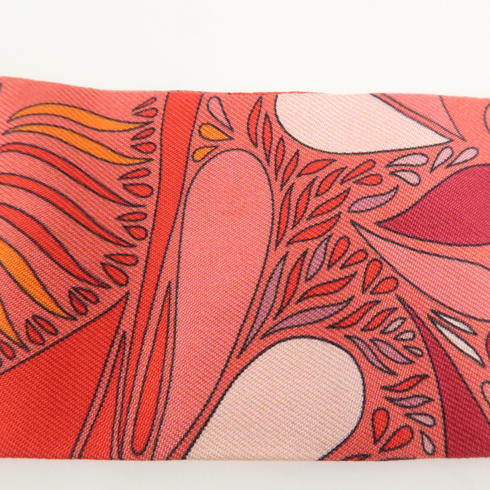 HERMES Twilly 100% Silk Scarf MILLEFLEURS DU MEXIQUE Orange