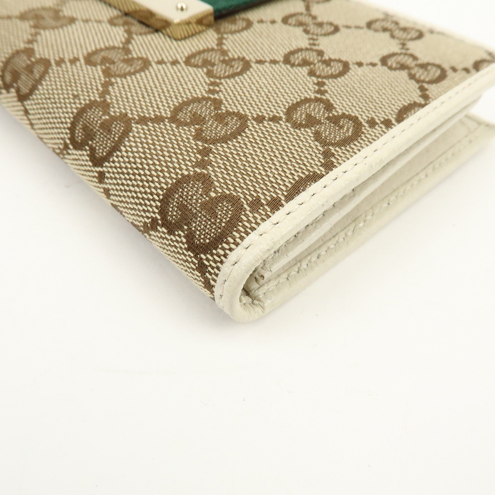 GUCCI Sherry GG Canvas Leather Long Wallet Continental Wallet Beige