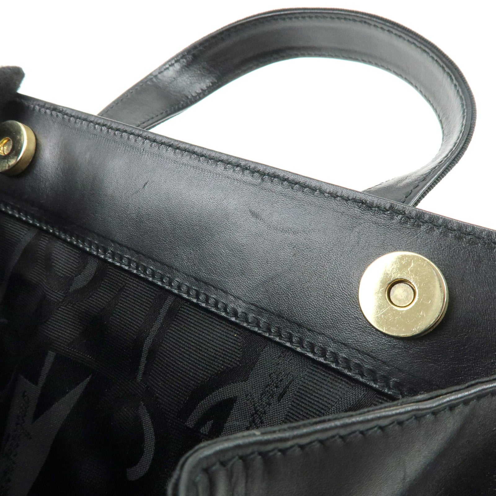 Ferragamo Vara Ribbon Leather Hand Bag Tote Bag Black