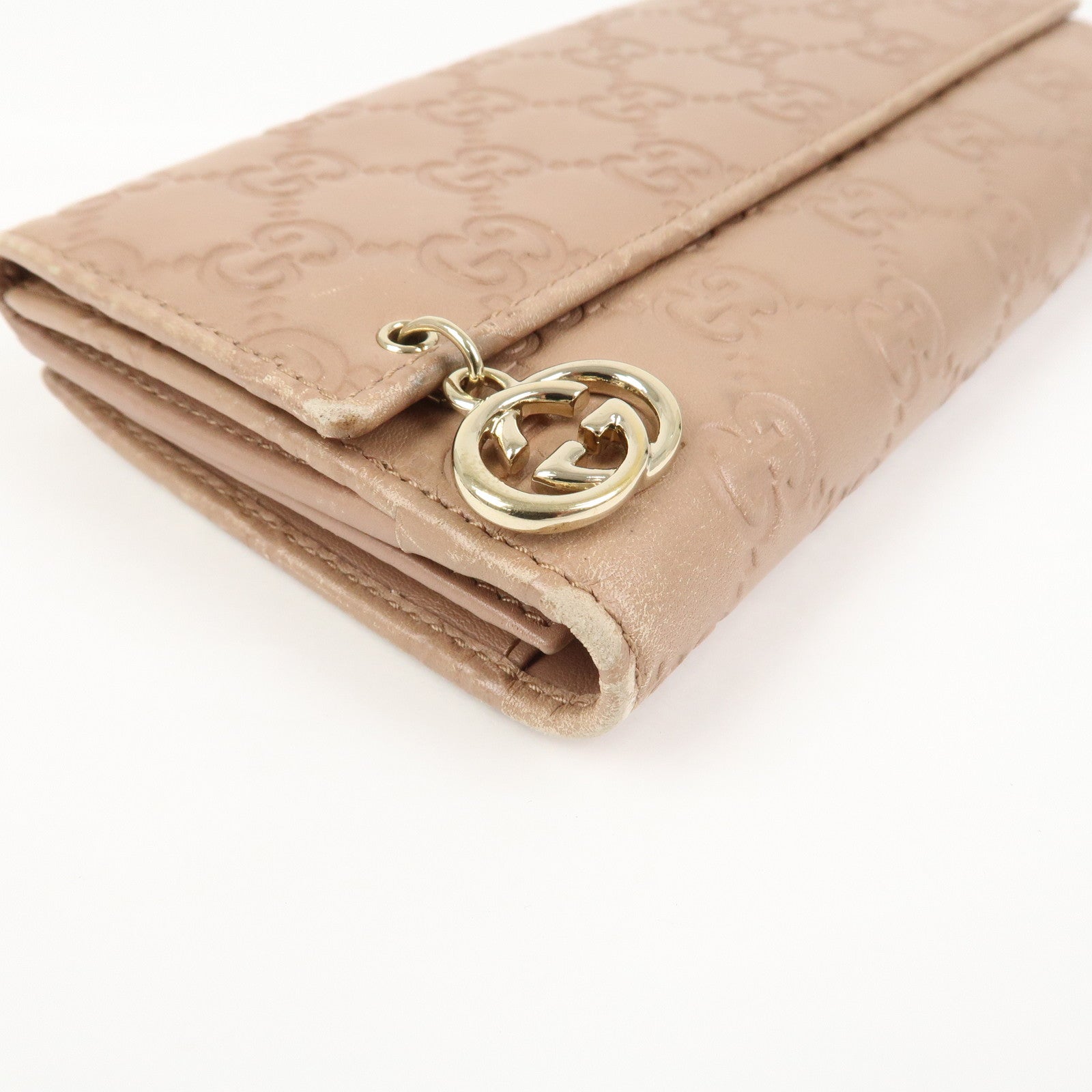 GUCCI Interlocking G Guccissima Leather Long Wallet Pink 212104