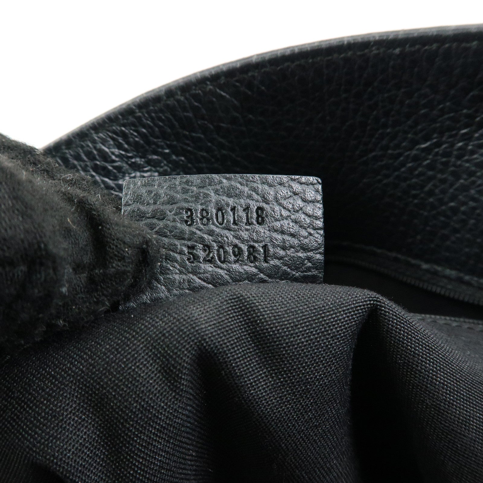 GUCCI Logo Leather Tote Bag Shoulder Bag Black 380118