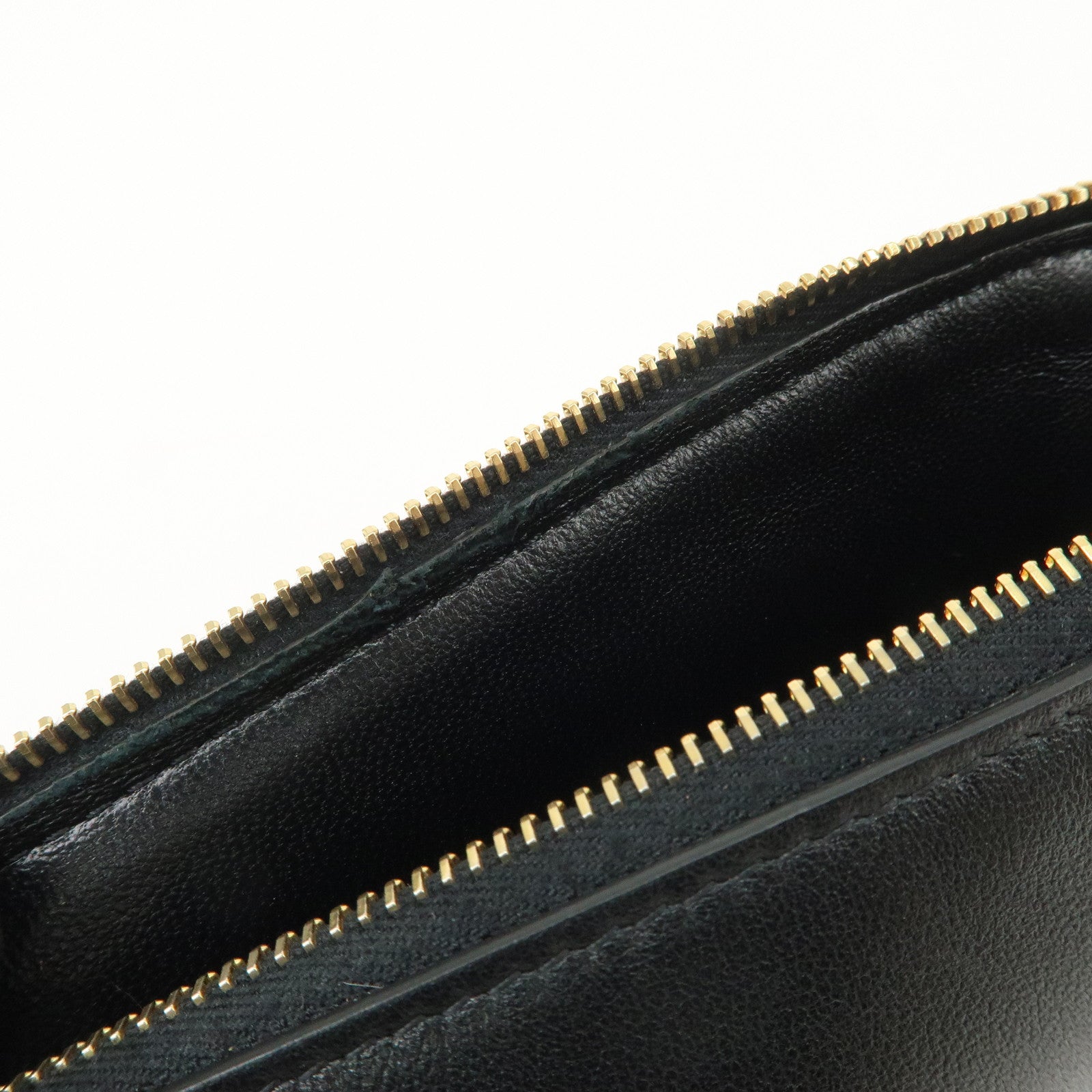 VALENTINO Leather Pouch Clutch Bag Black Gold Hardware