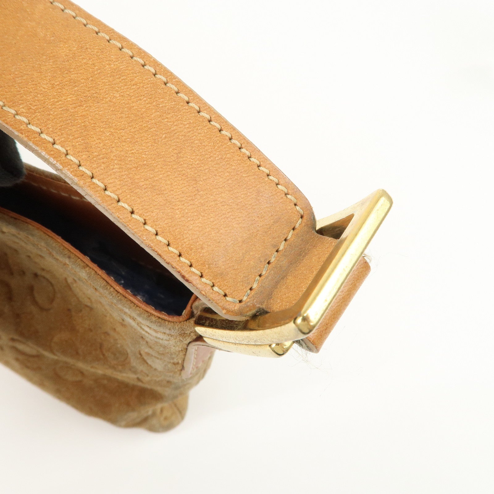 CELINE C Macadam Leather Suede Shoulder Bag Hand Bag Beige