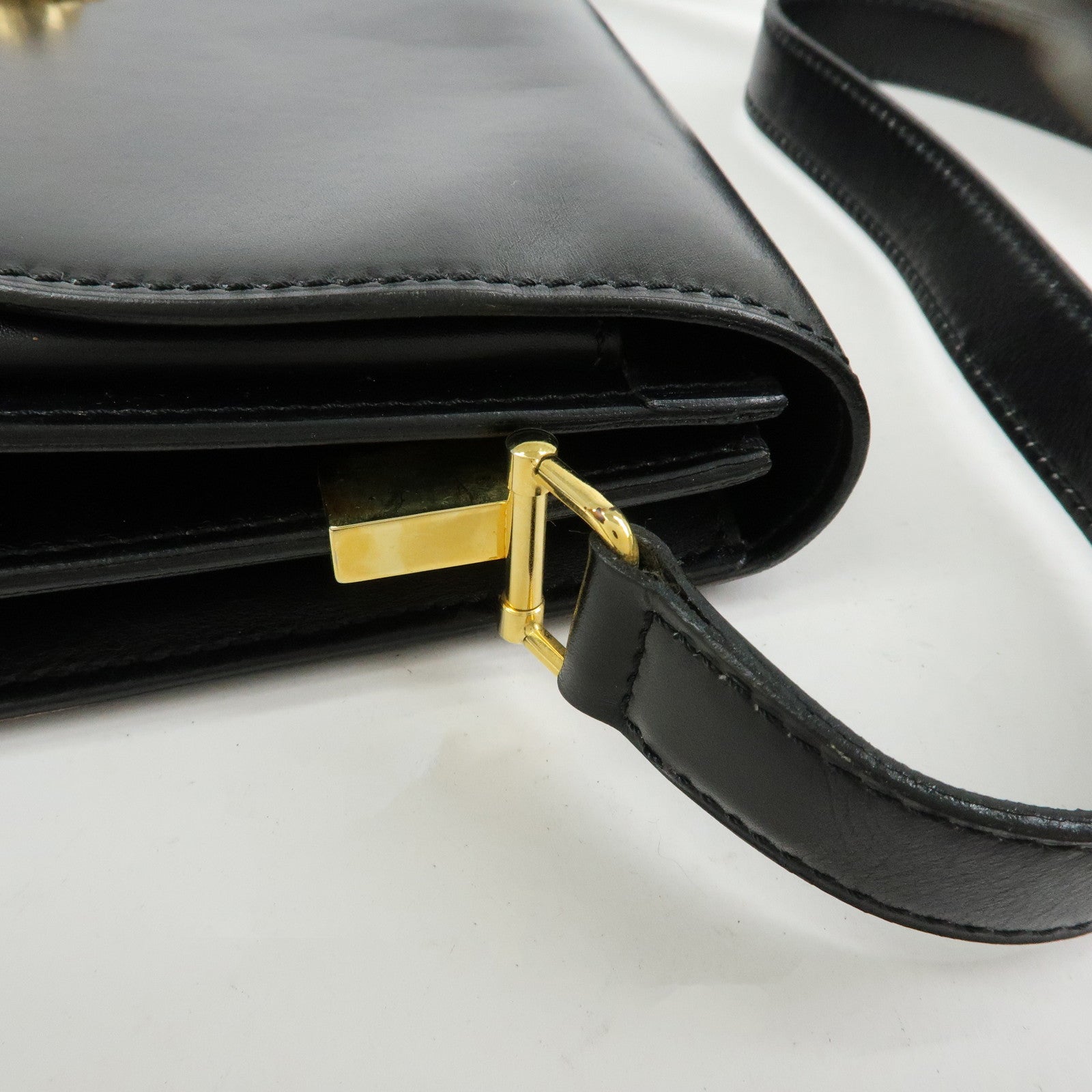 CELINE Leather Shoulder Bag Crossbody Bag Black