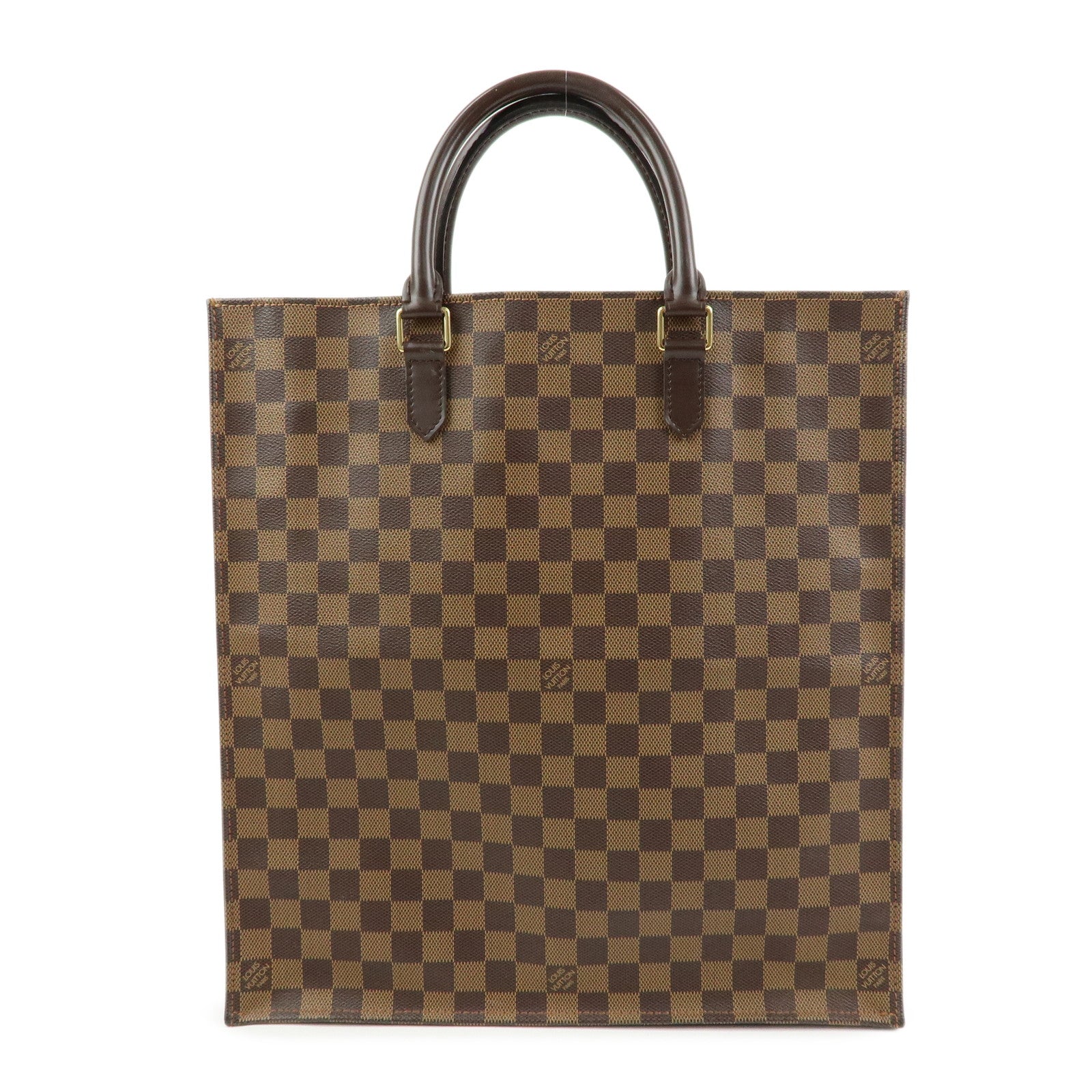 Louis Vuitton Damier Ebene Sac Plat Tote Bag Hand Bag Brown N51140