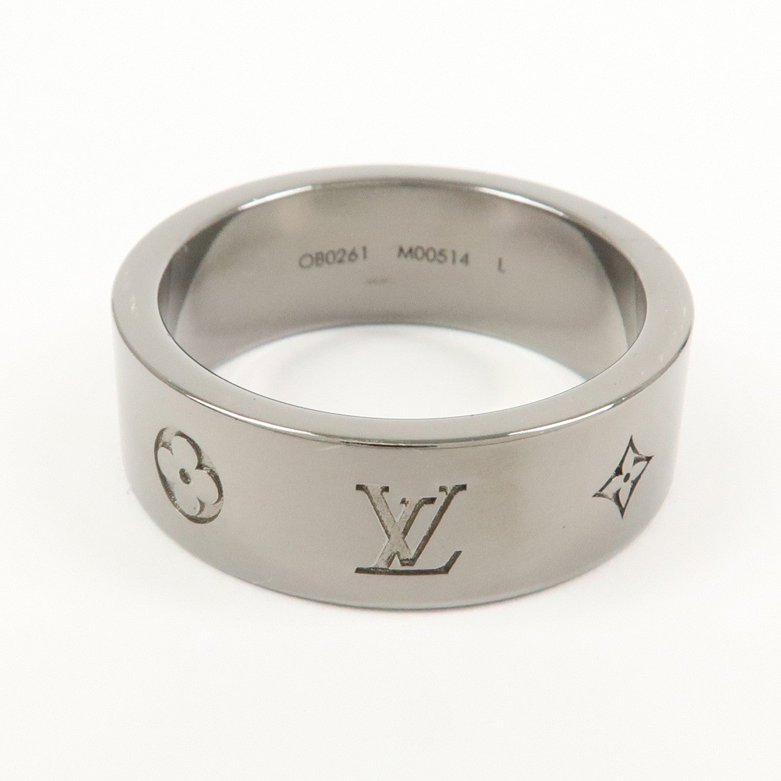 Louis Vuitton Instinct Set of 2 Rings Size L Silver Grey M00514
