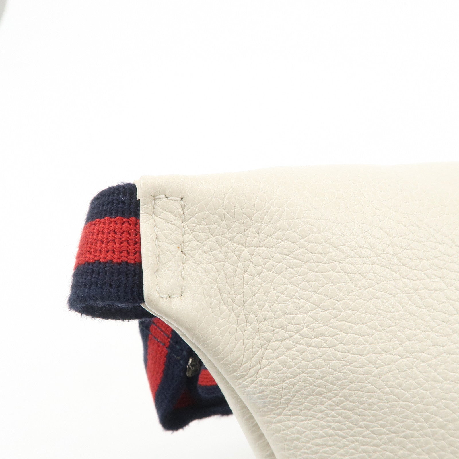 GUCCI Sherry Leather Canvas Waist Bag Crossbody Bag Ivory 527792