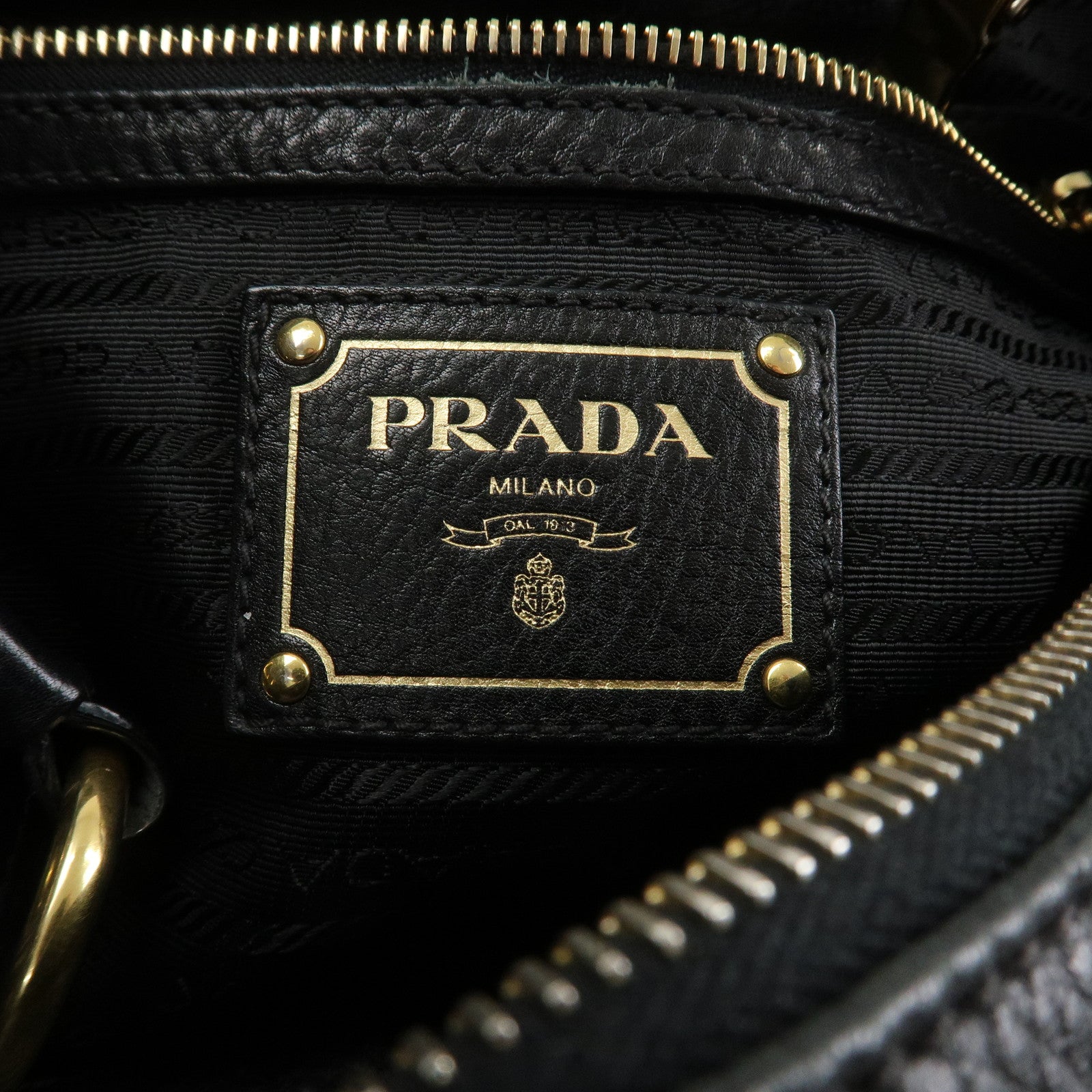 PRADA Leather Shoulder Bag Hand Bag Black BR4311