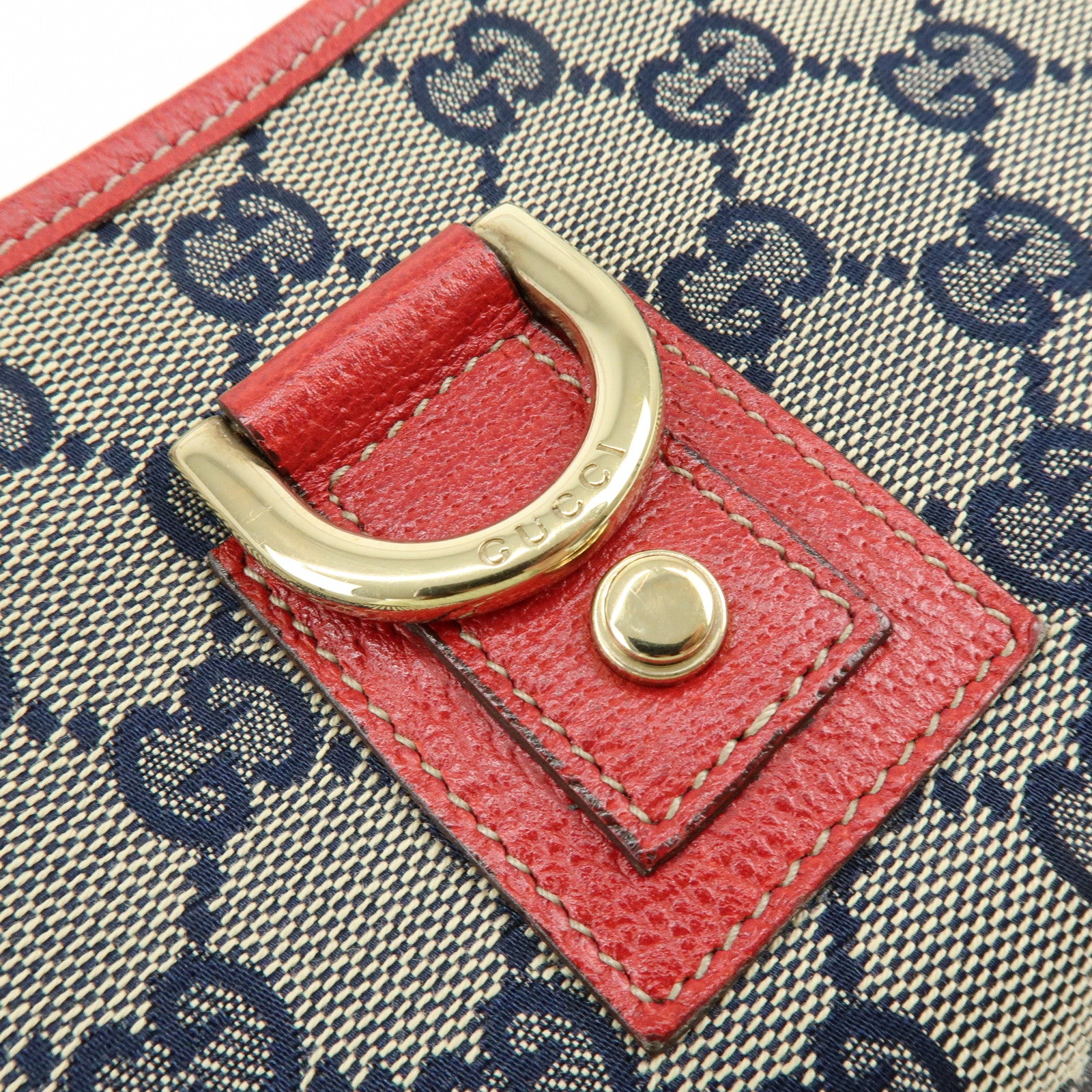 GUCCI Abbey GG Canvas Leather Shoulder Hand Bag Beige Red 130939