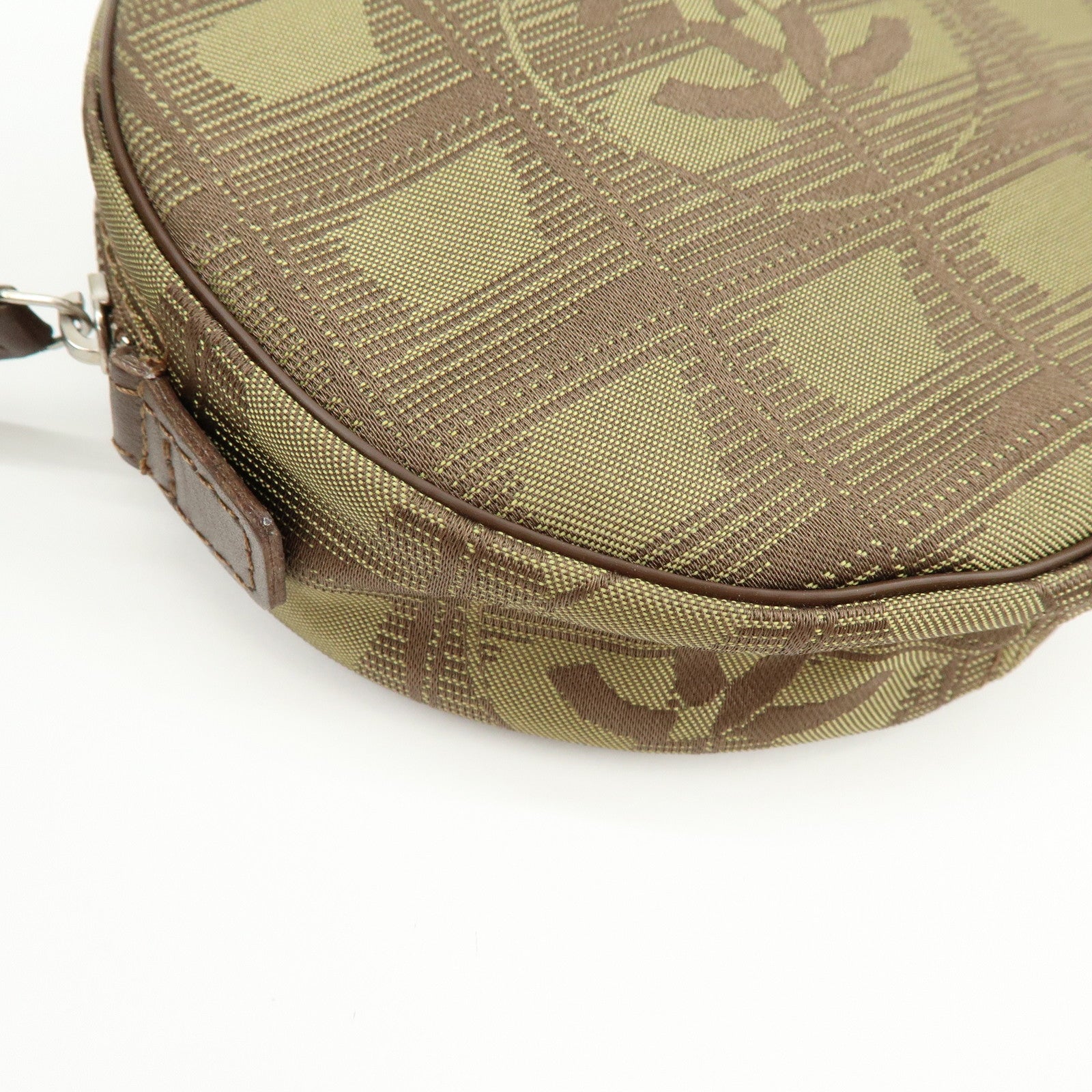 CHANEL New Travel Line COCO Mark Canvas Cosmetic Pouch Khaki Brown