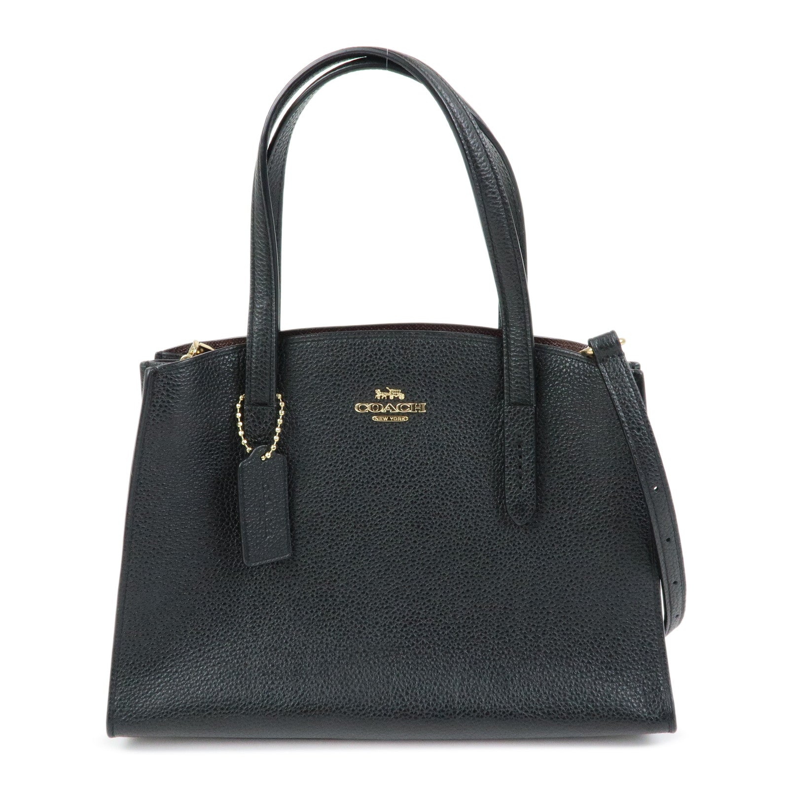 COACH Charlie Carryall 28 Leather 2Way Shoulder Bag Hand Bag Black