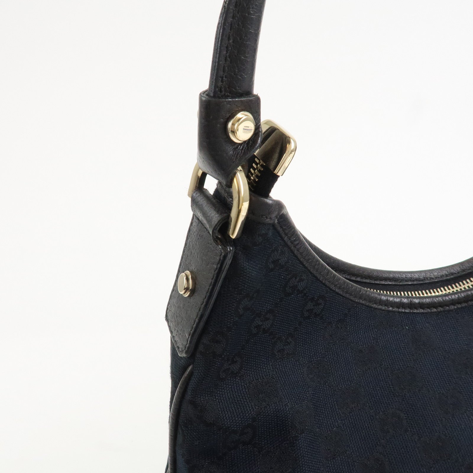 GUCCI Abbey GG Canvas Leather Shoulder Bag Hand Bag Black 130737