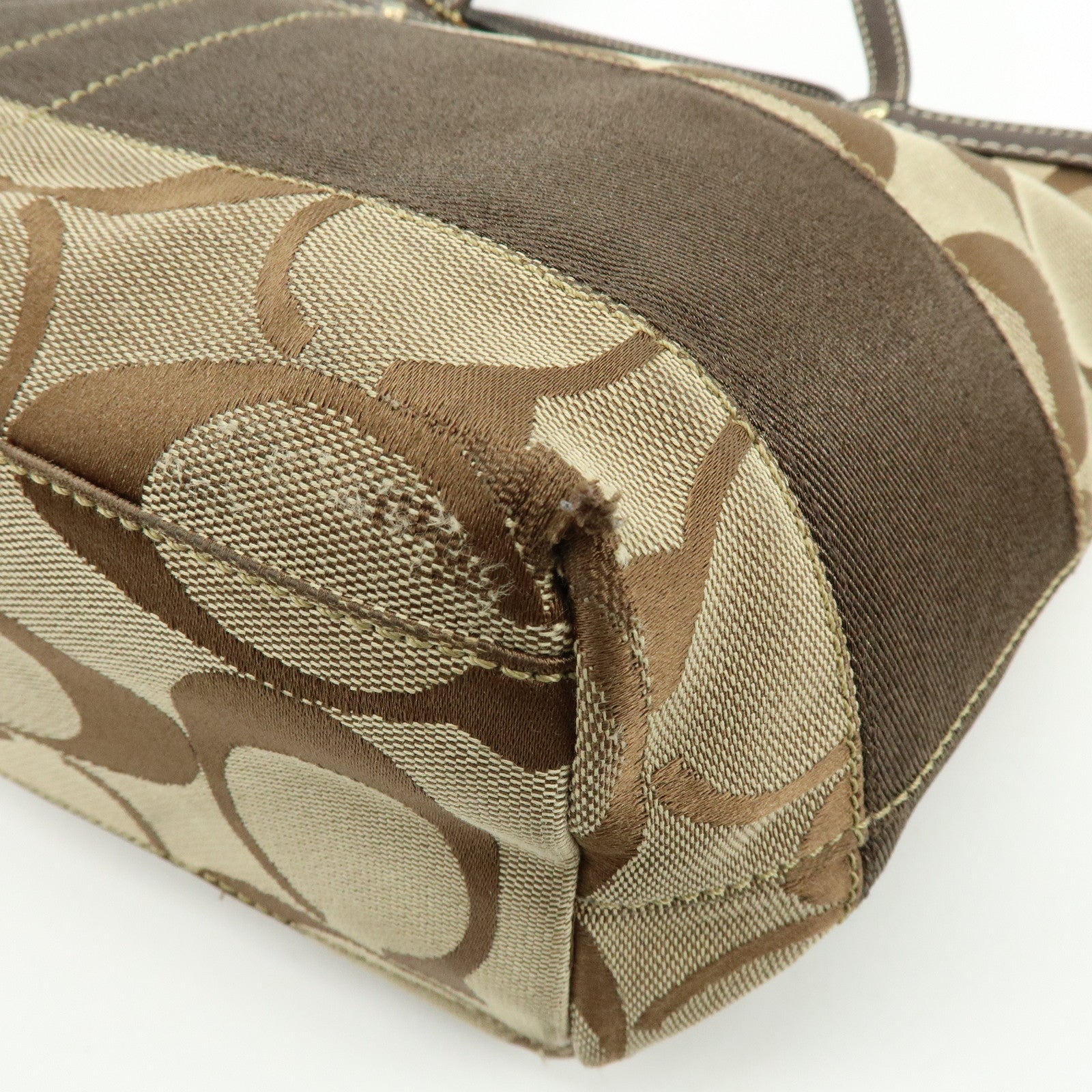 COACH Signature Set of 2 Canvas Leather Shoulder Bag Brown Beige