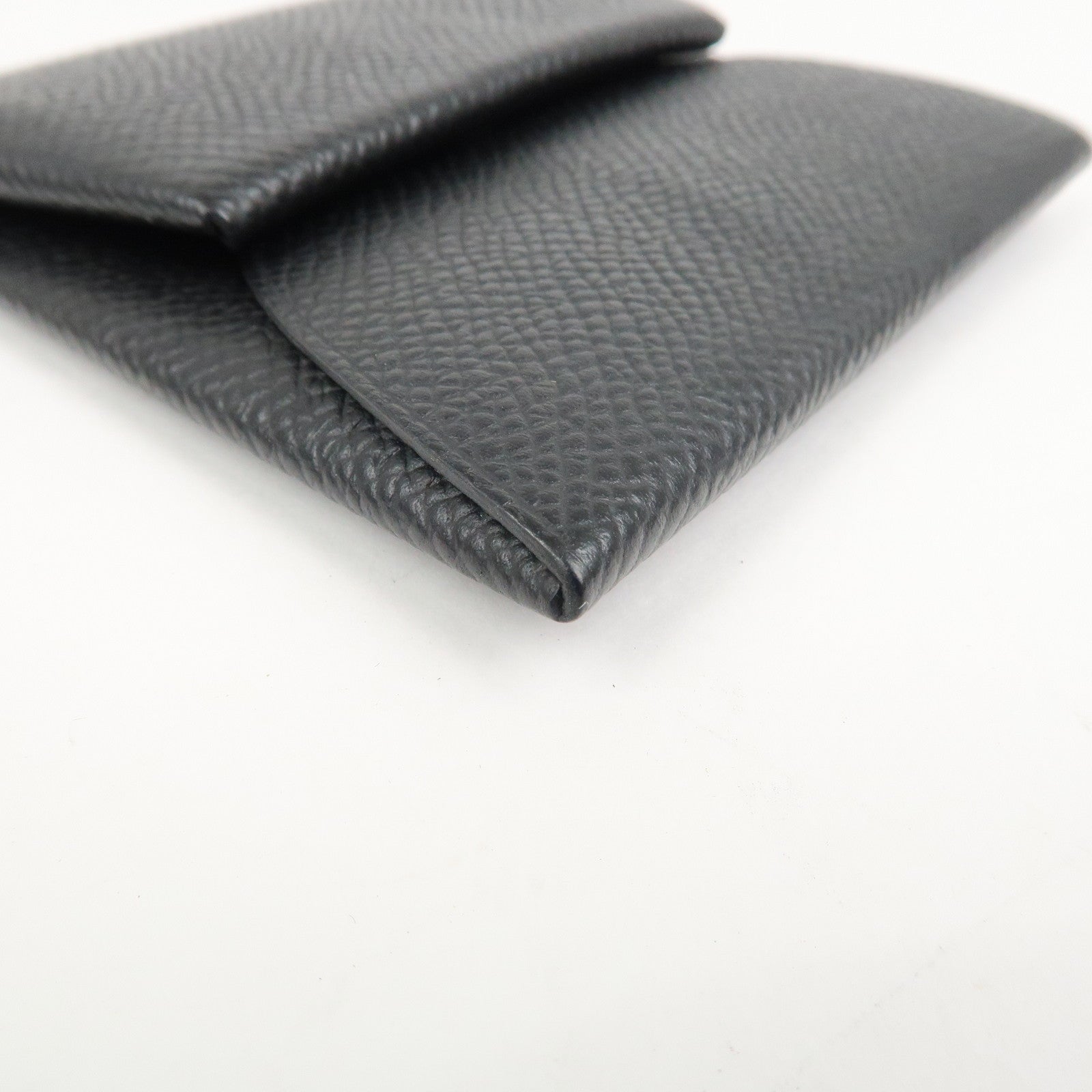HERMES BASTIA Leather Coin Case Coin Purse Black