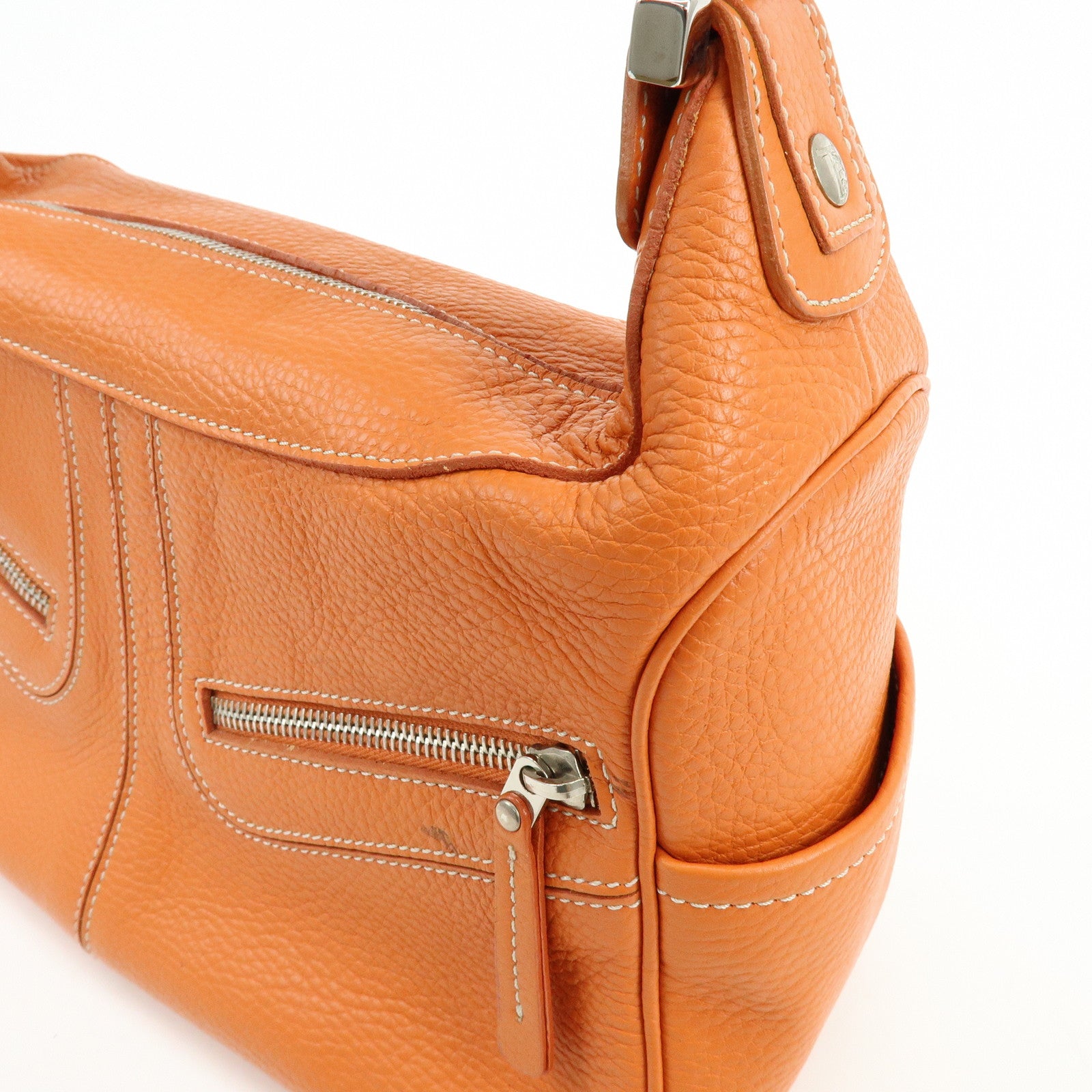 TOD'S Miky Leather Shoulder Bag Hand Bag Orange