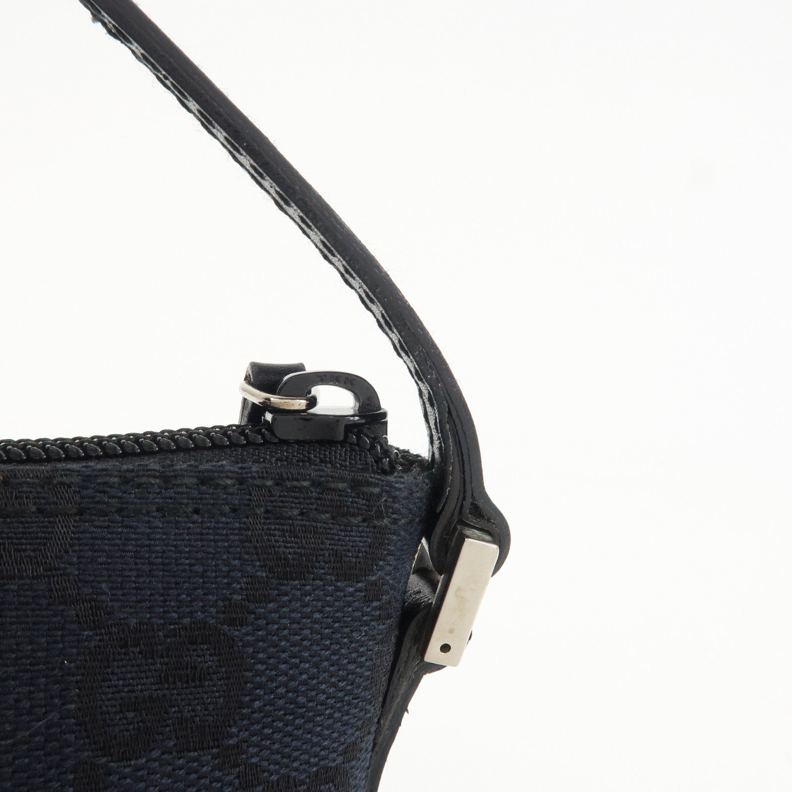 GUCCI GG Canvas Leather Accessory Pouch Hand Bag Navy 039.1103