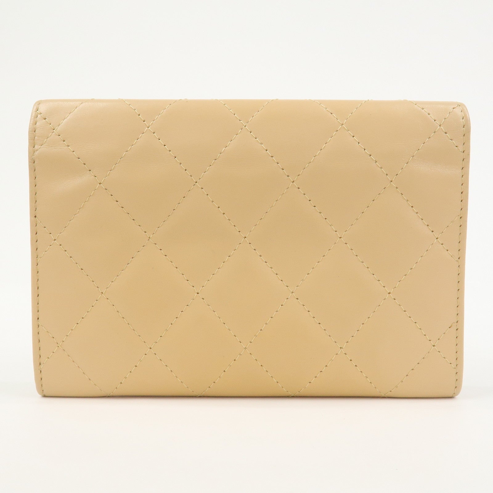 CHANEL Cambon Line Soft Calf Patent Leather Bi-fold Wallet A26722