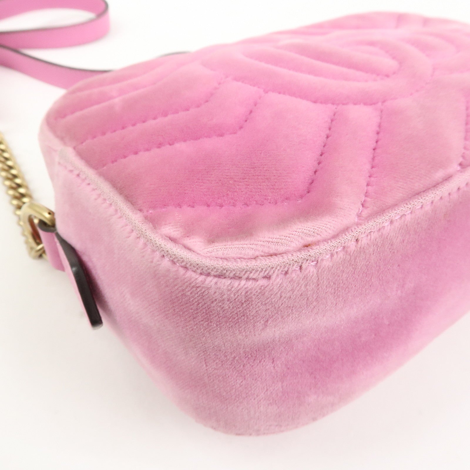 GUCCI GG Marmont Velour Shoulder Bag Corssbody Bag Pink 448065