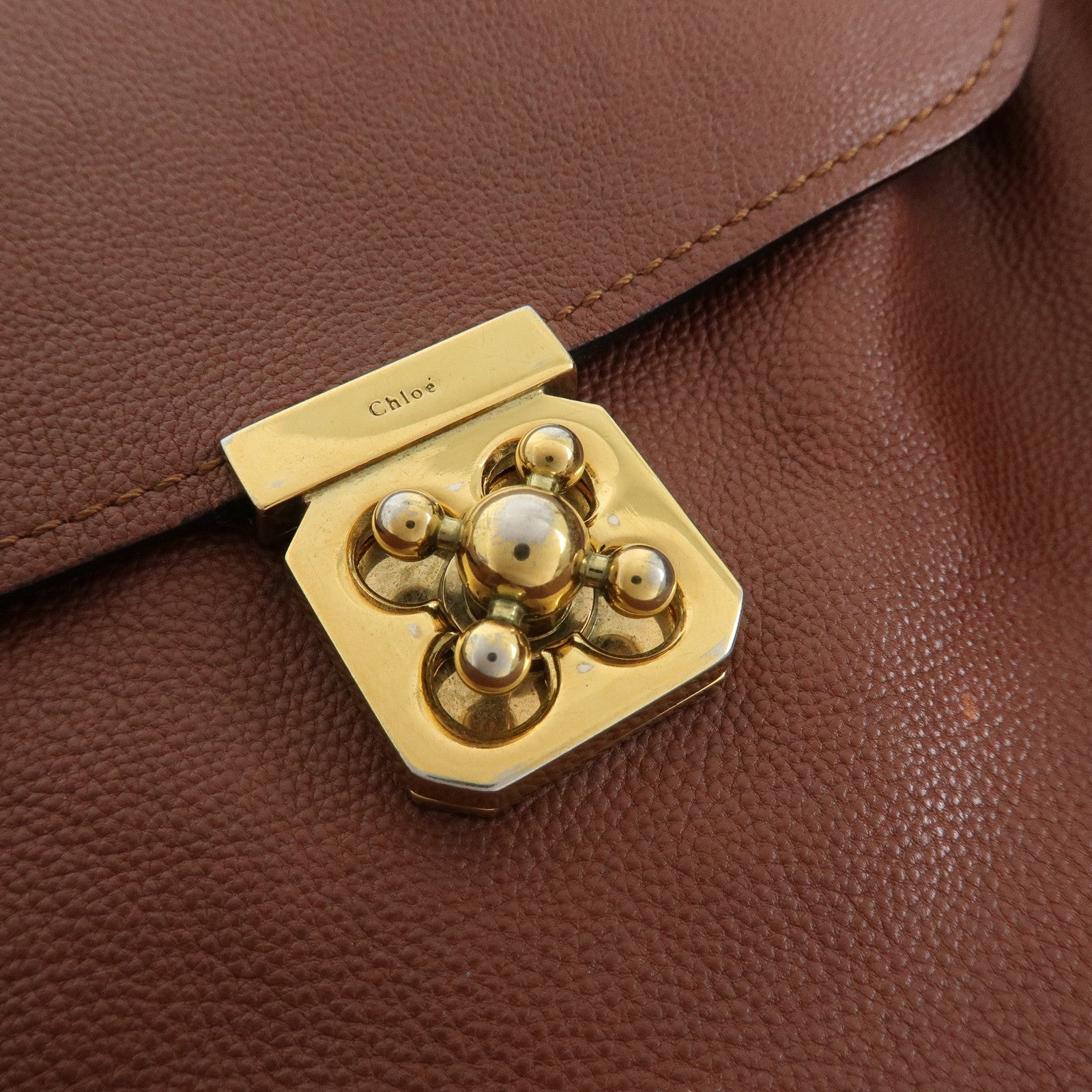 Chloe Elsie Leather 2Way Bag Shoulder Bag Hand Bag Brown