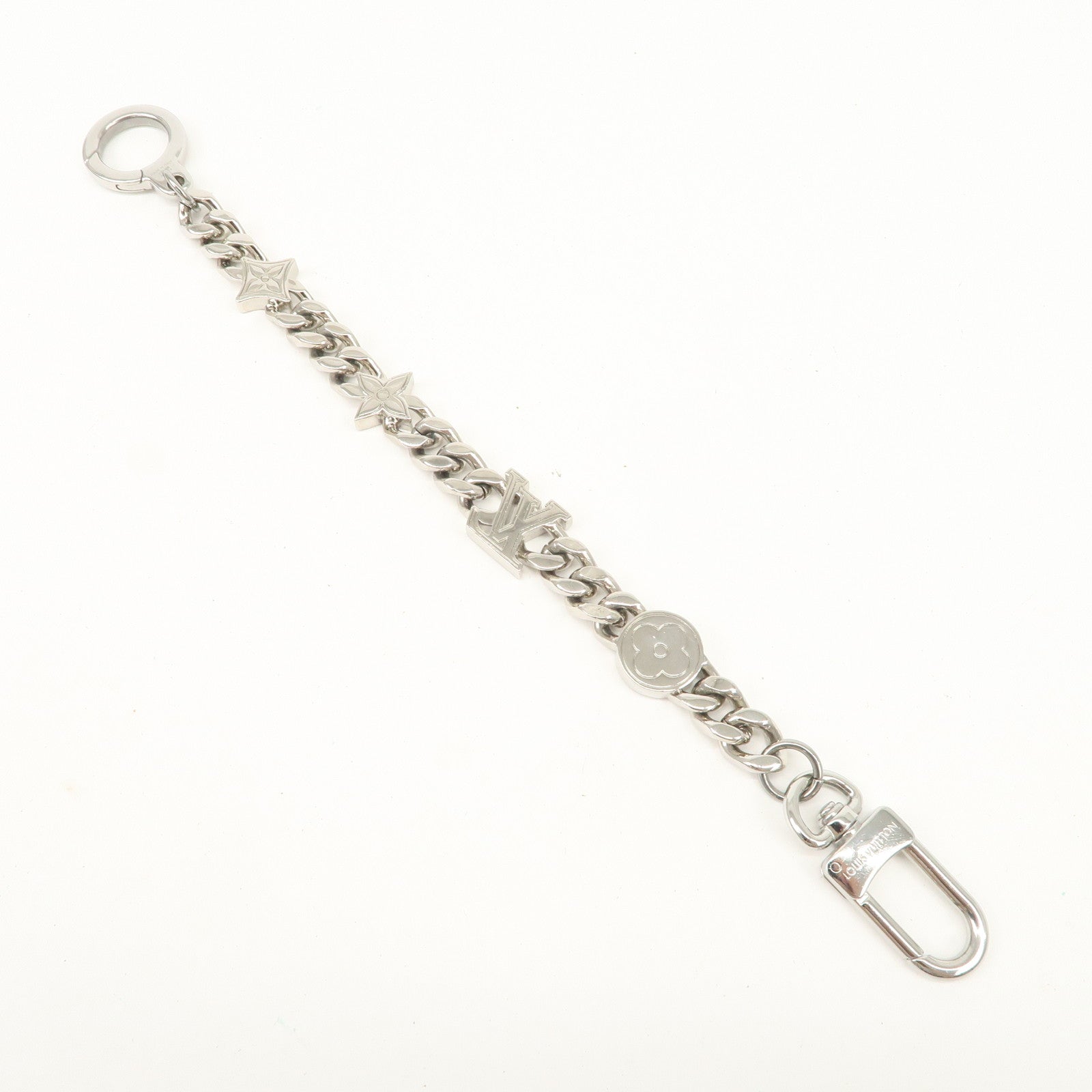 Louis Vuitton Monogram Element Chain Metal Bag Charm Silver M01468 Used