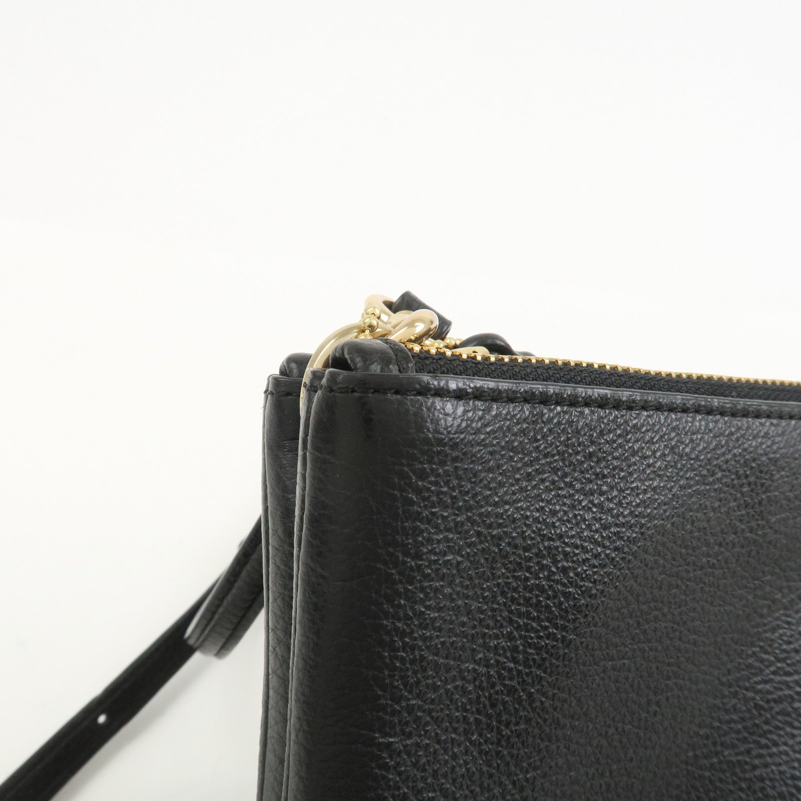 COACH Logo Leather Shoulder Bag Crossbody Bag Black