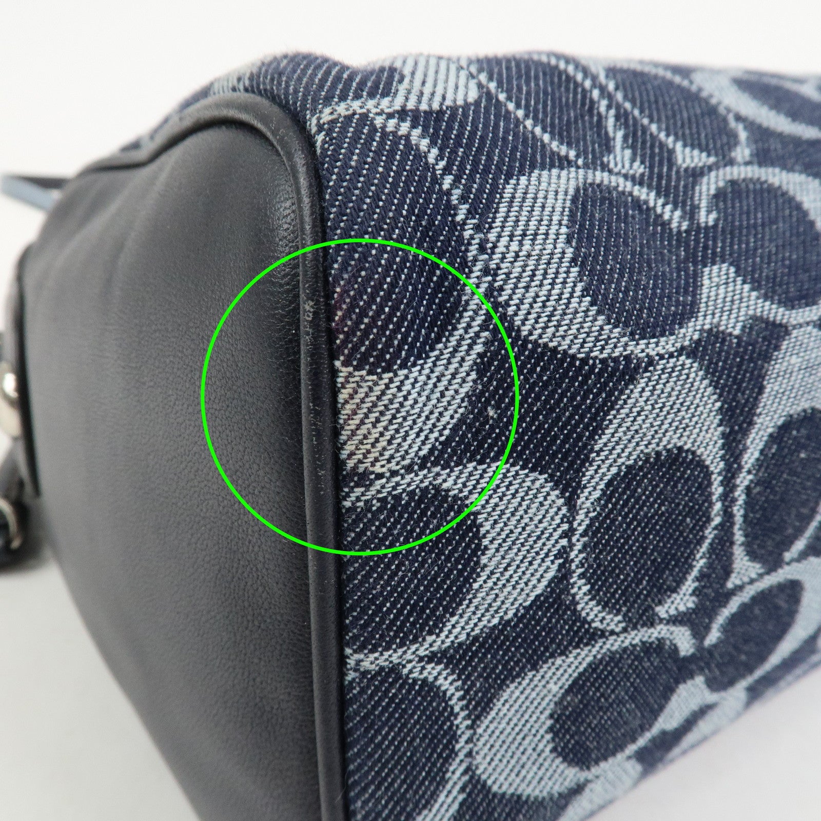 COACH Signature Denim Leather 2Way Bag Shoulder Bag Hand Bag