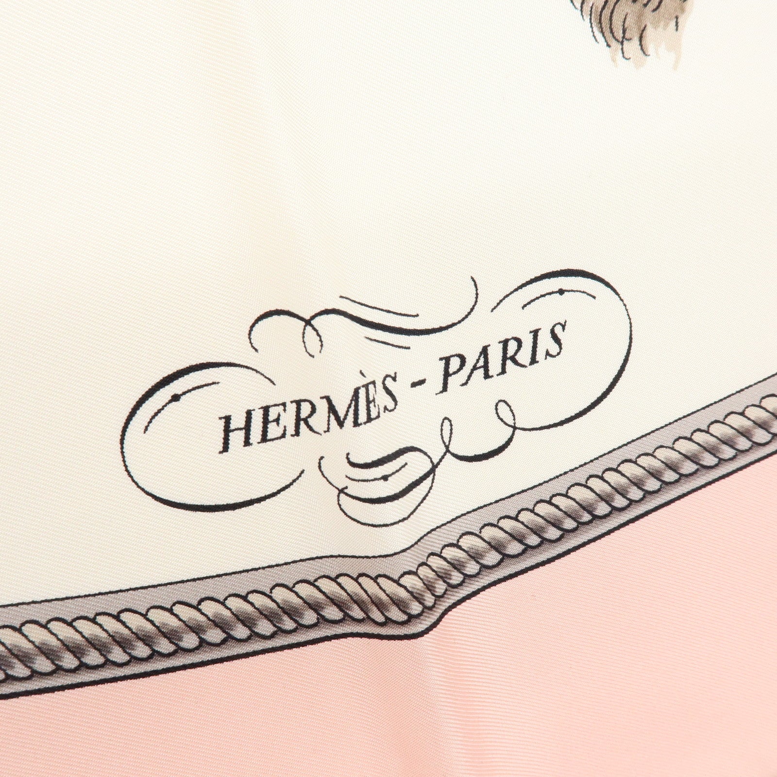 HERMES Carre 90 Silk 100% Scarf REPRISE Pink White